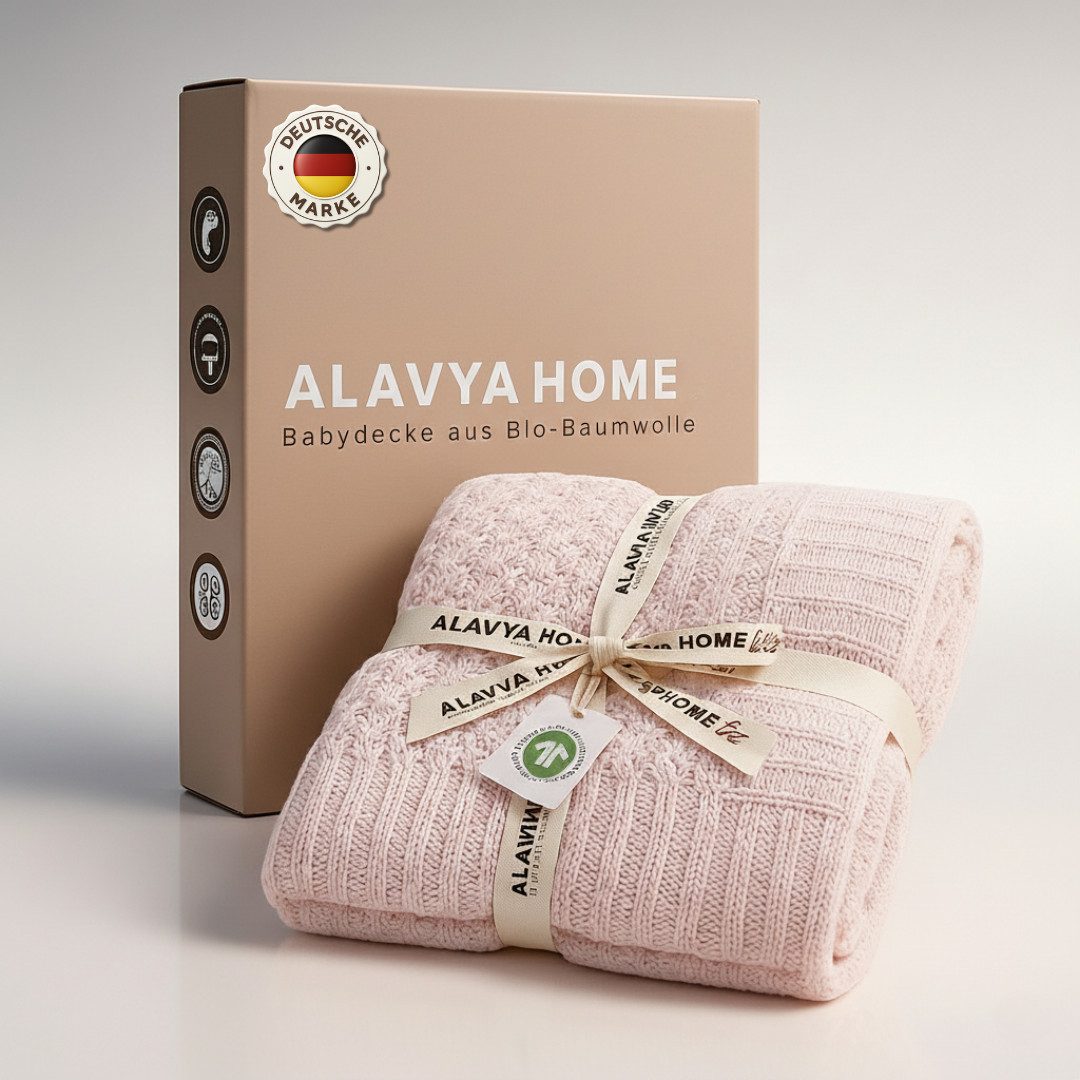 Babydecke Strickdecke 75x100 cm aus 100% Bio Baumwolle, Alavya Home®, Herbs günstig online kaufen