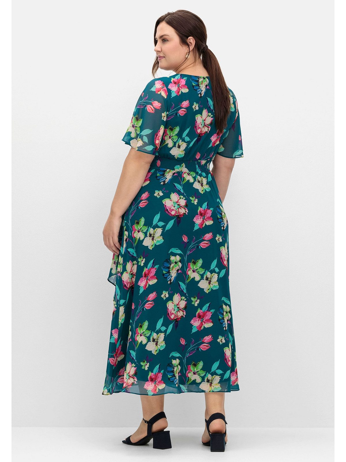 Sheego Abendkleid Große Größen mit Blumenprint, blickdicht gefüttert