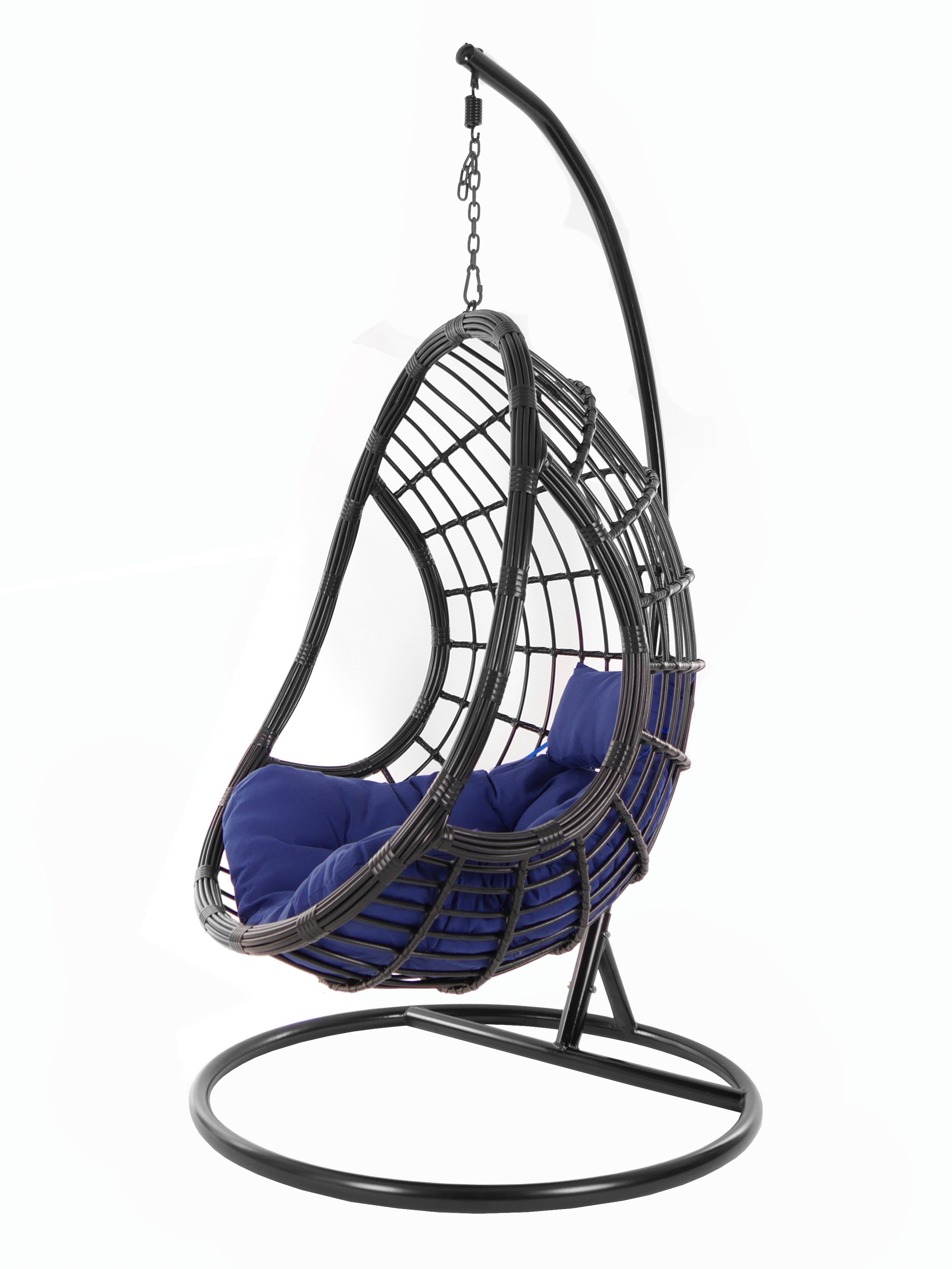 KIDEO Hängesessel PALMANOVA black, Swing Chair, schwarz, Loungemöbel, Hängesessel mit Gestell und Kissen, Schwebesessel, edles Design dunkelblau (5900 navy)