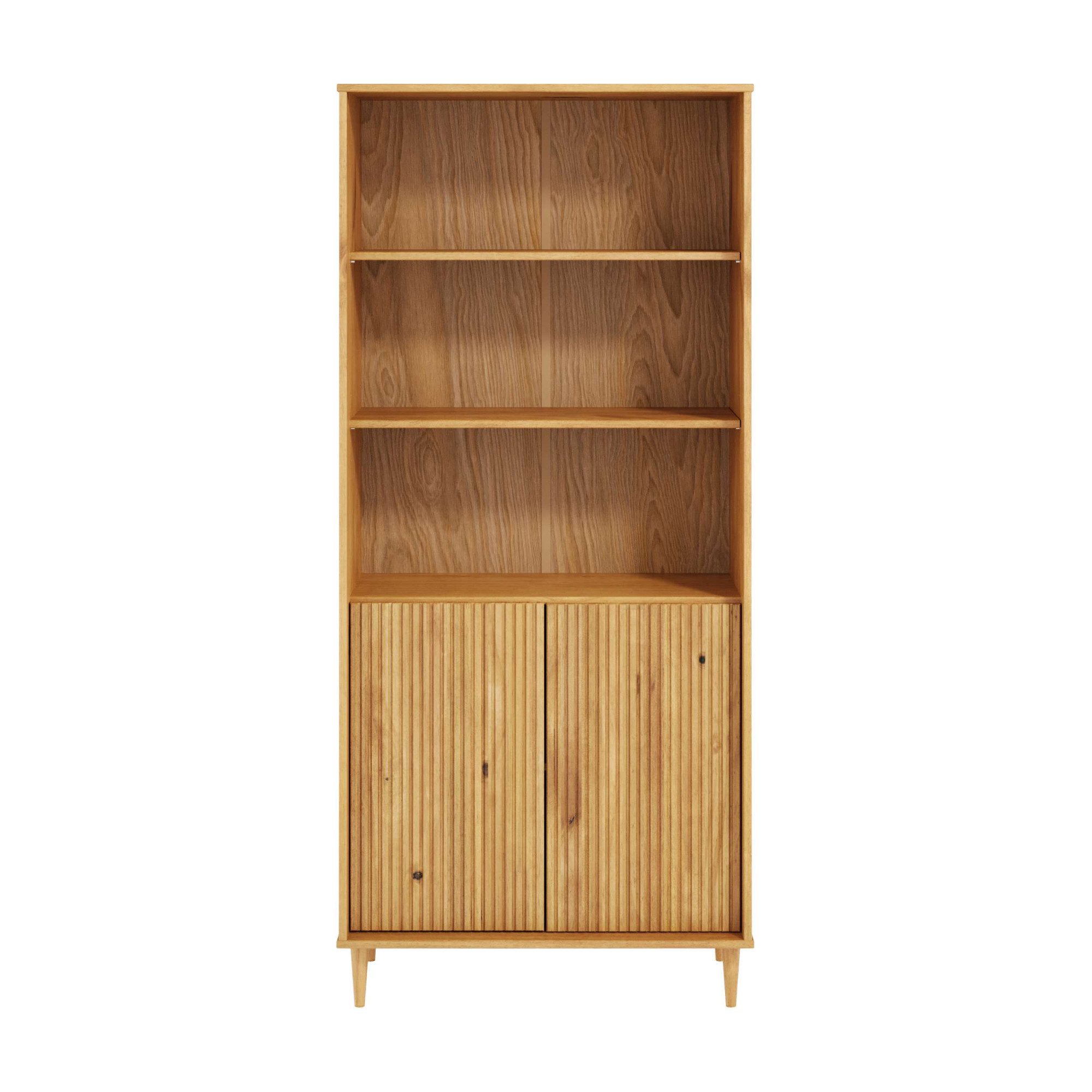 OTTO home Bücherregal Malmedy Front mit gefrästen Rillen, Bücherschrank aus massivem Kiefernholz, Push-to-open, FSC, B: 80 cm – Bild 2 von 5