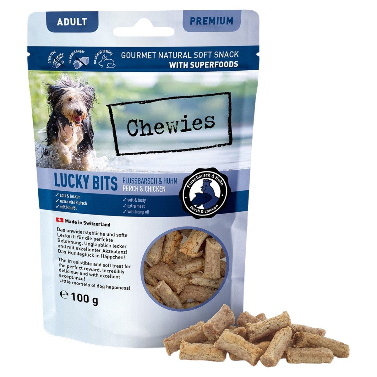 Chewies LUCKY BITS Flussbarsch & Huhn Adult 100 g