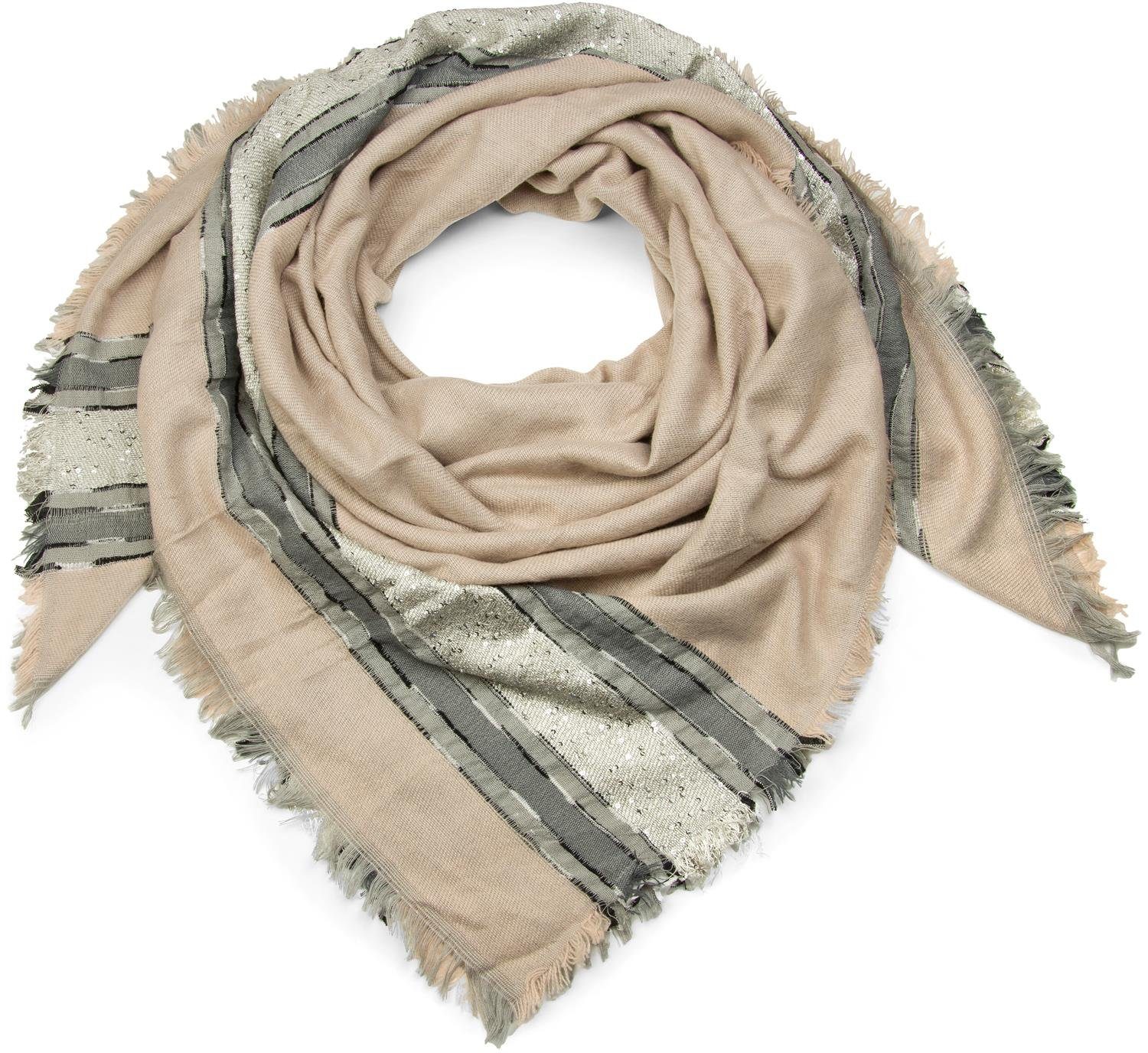styleBREAKER Modetuch Vierecktuch mit Pailletten Streifen, (1-St)