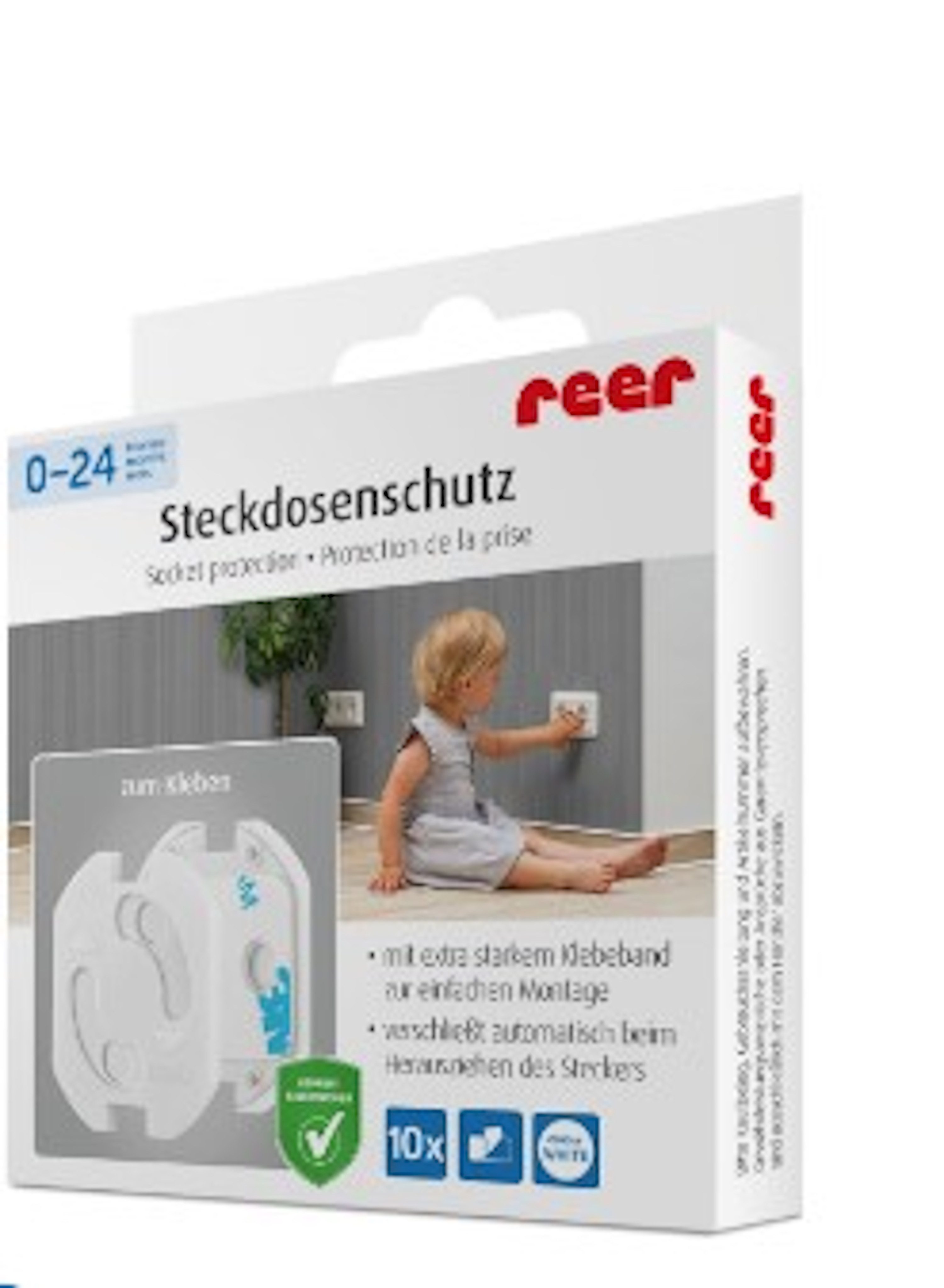 Reer Kindersicherung Kindersicherung Steckdosenschutz zum Kleben, weiss, 20 Stück