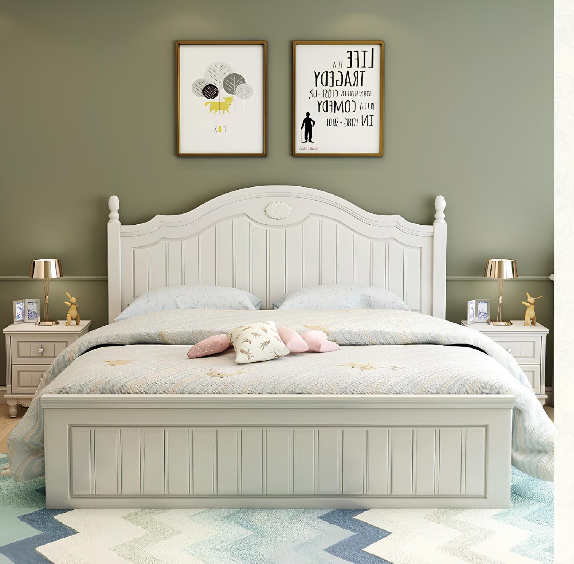 Xlmoebel Holzbett Doppelbett aus Holz im Landhausstil mit elegantem Design (1-tlg., Bett), Hergestellt in Europa