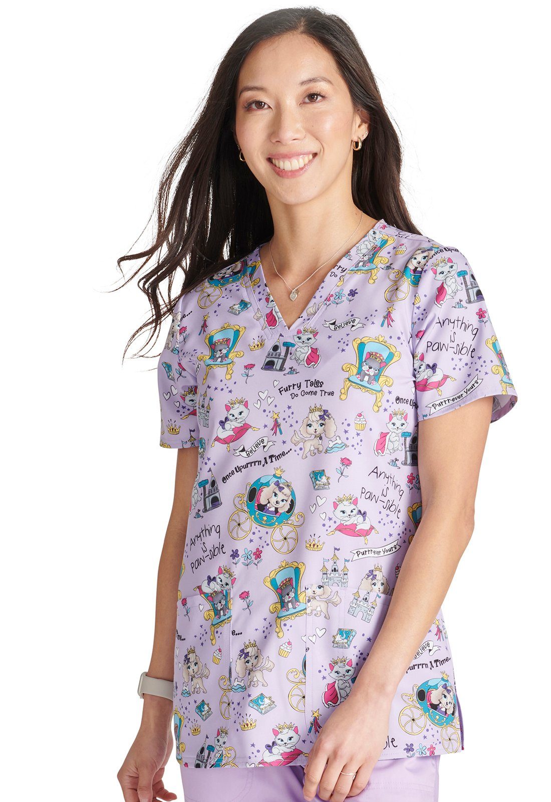 Funktionsbluse Bunt bedruckter Damen Kasack "Furry Tales Katzen und Hunde"