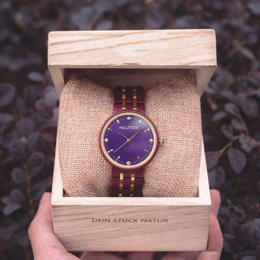Holztick Bavaria Quarzuhr Violetta VIOLETTA, edle Uhr für Damen aus Sandelholz gefertigt