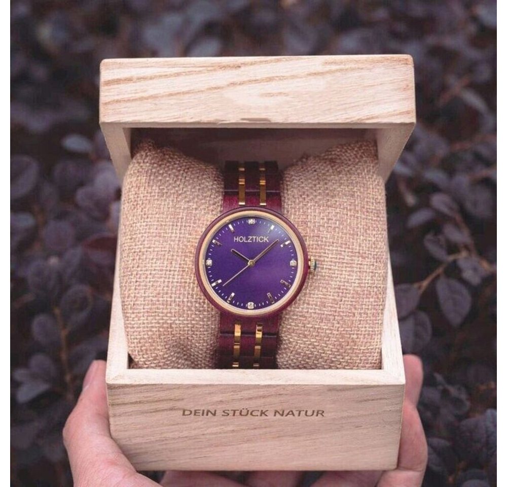 Holztick Bavaria Quarzuhr Violetta VIOLETTA, edle Uhr für Damen aus Sandelholz gefertigt