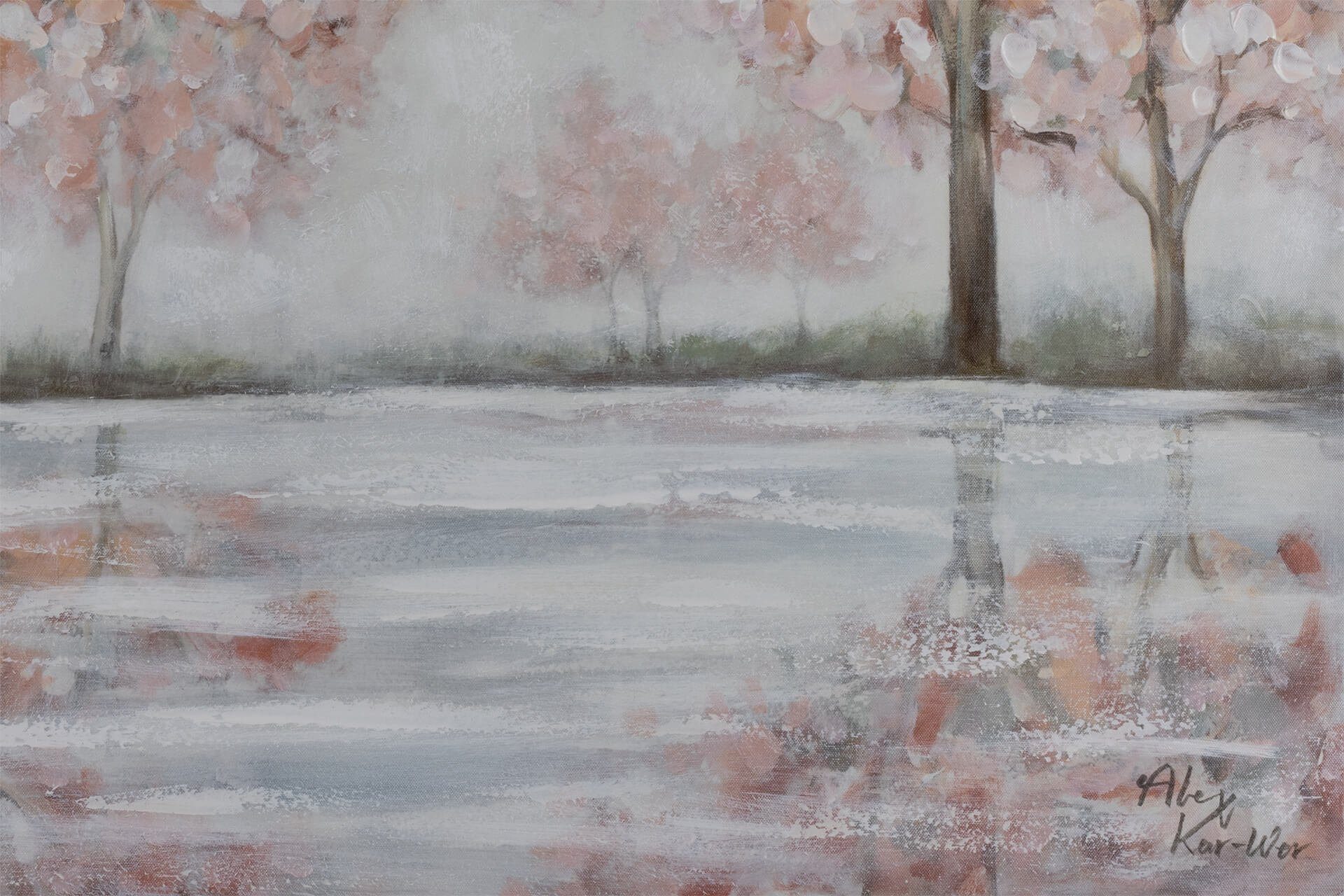KUNSTLOFT Gemälde Spring Garden 100x75 cm, Leinwandbild 100% HANDGEMALT Wandbild Wohnzimmer