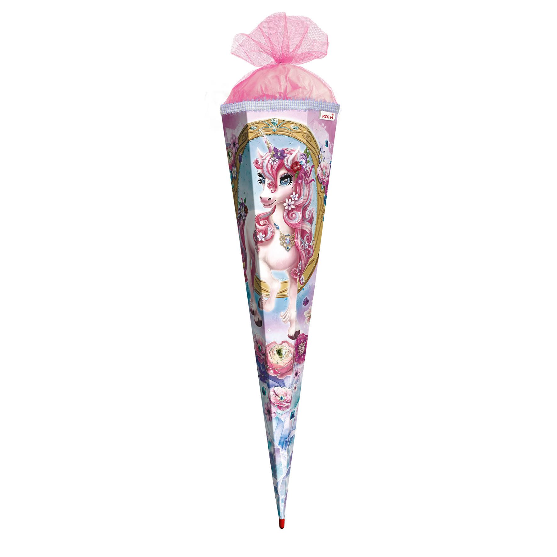 Roth Schultüte Roth Motiv-Schultüten Einhorn Beauty, 85cm, eckig, Tüllversch, Verschluss Tüll