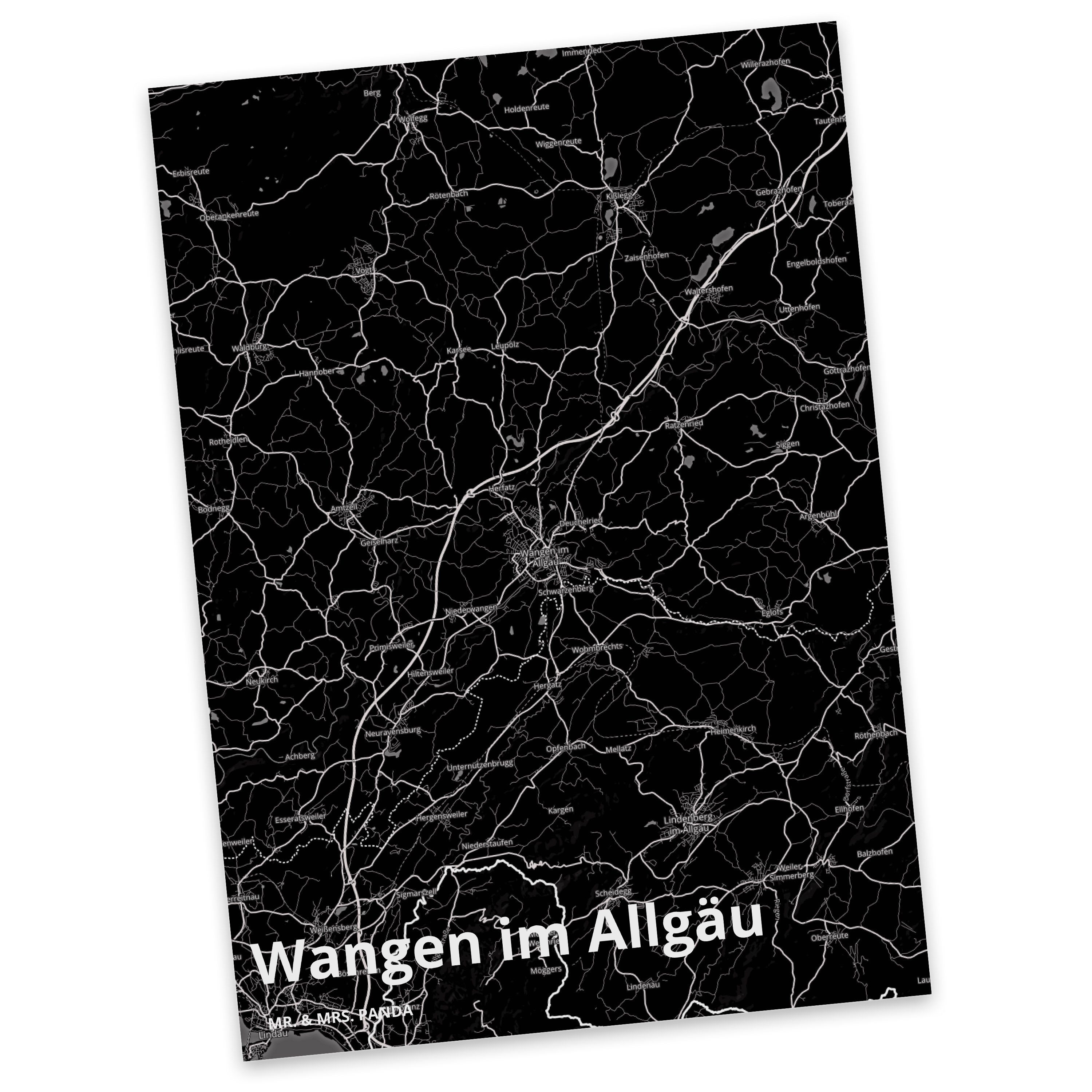 Mr. & Mrs. Panda Postkarte Wangen im Allgäu - Geschenk, Einladungskarte, Dorf, Ort, Stadt Dorf K