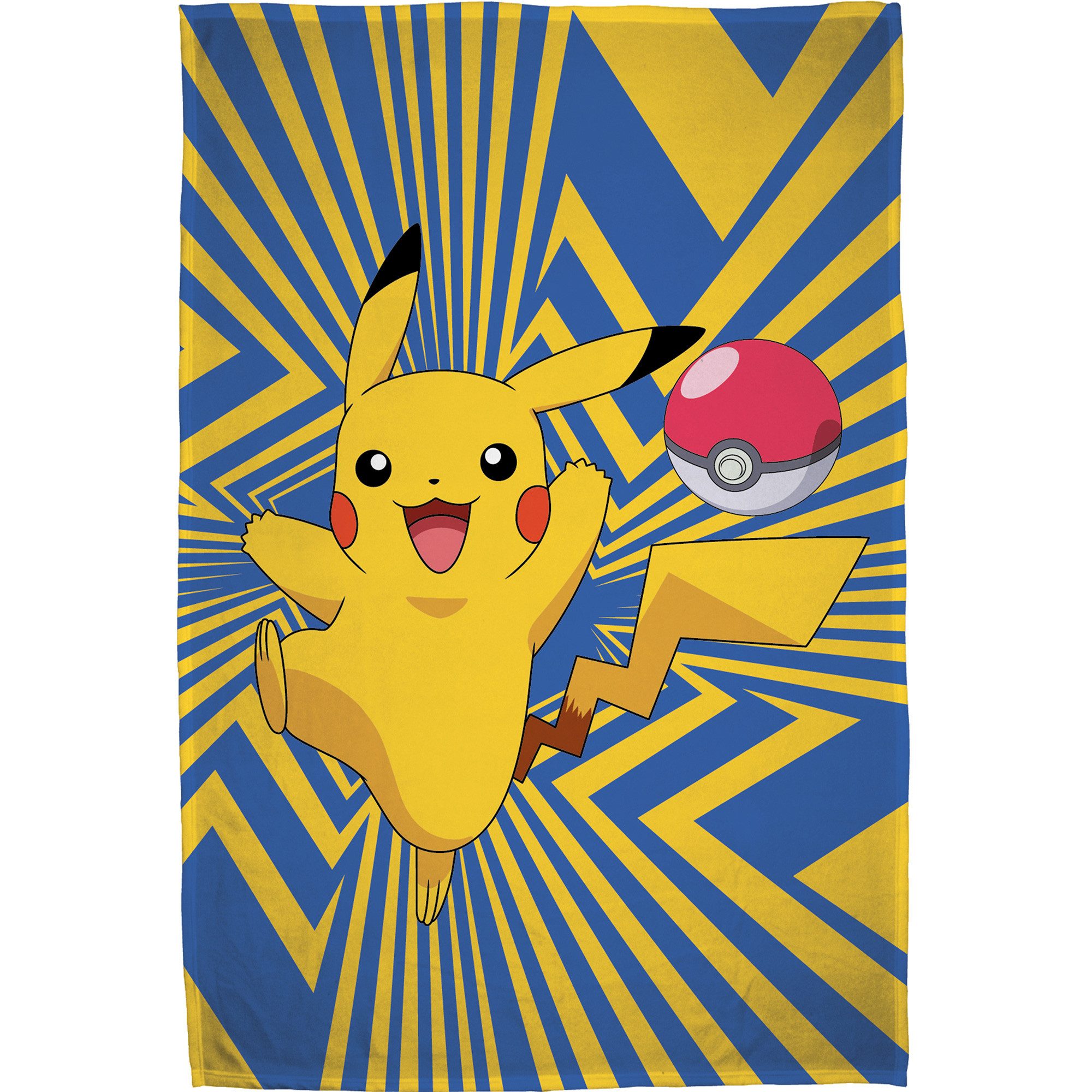 Kinderdecke Pokemon Go Pikatchu 160 x 200 weich und kuschelig Coral Fleecedecke, BERONAGE