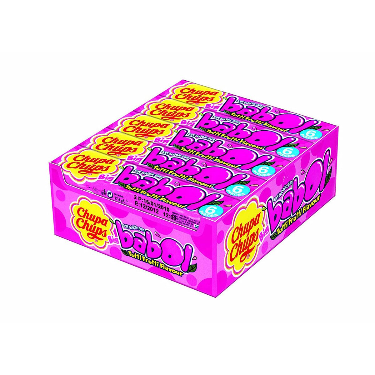 Chupa Chups Süßigkeit, Chupa Chups Big Babol Tutti Frutti Geschmack Kaugummi 27g 20er Pack