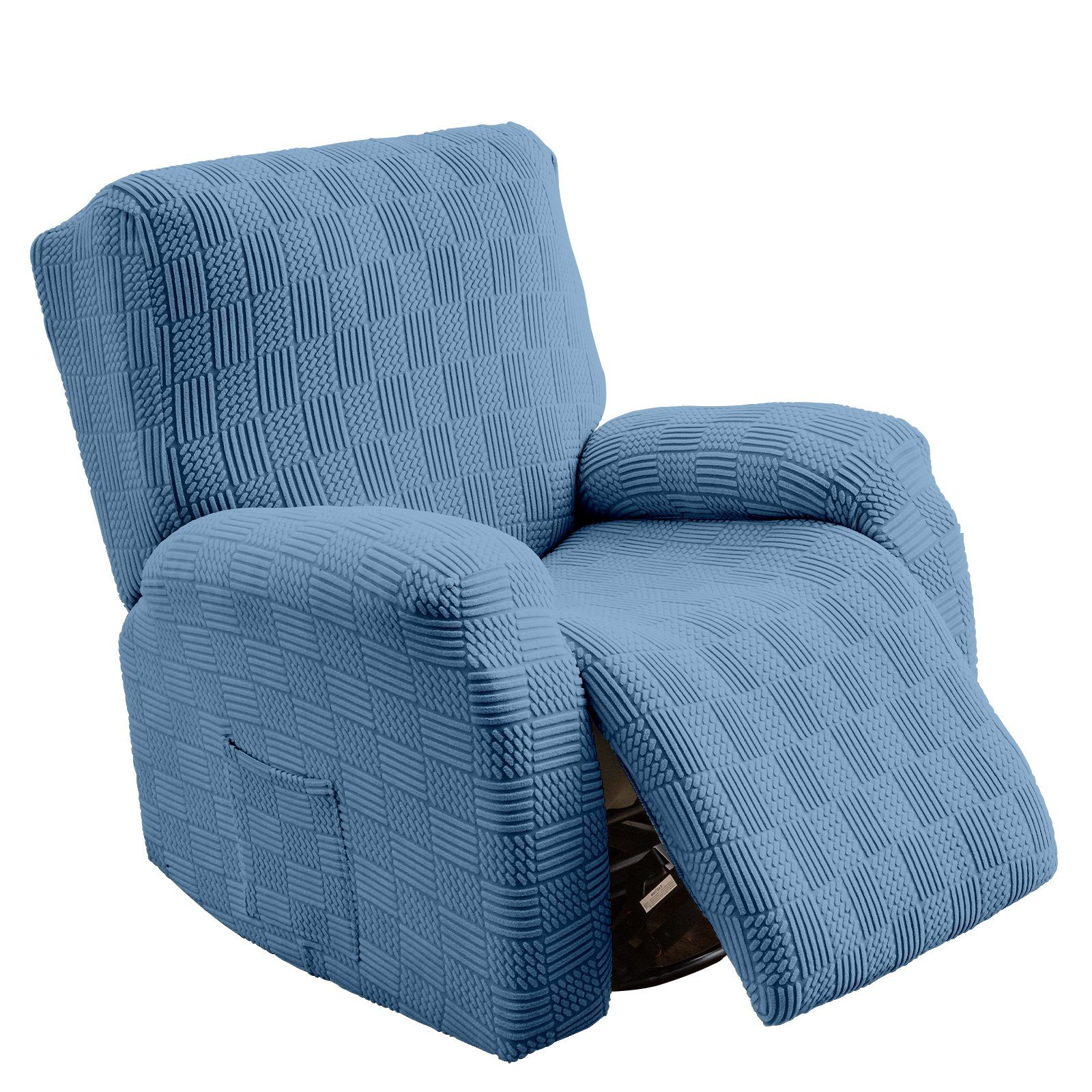 Stuhlhusse Jacquard, Stretch, Seitentasche, für Recliner Chaise Lounge Deko, Rosnek Blau