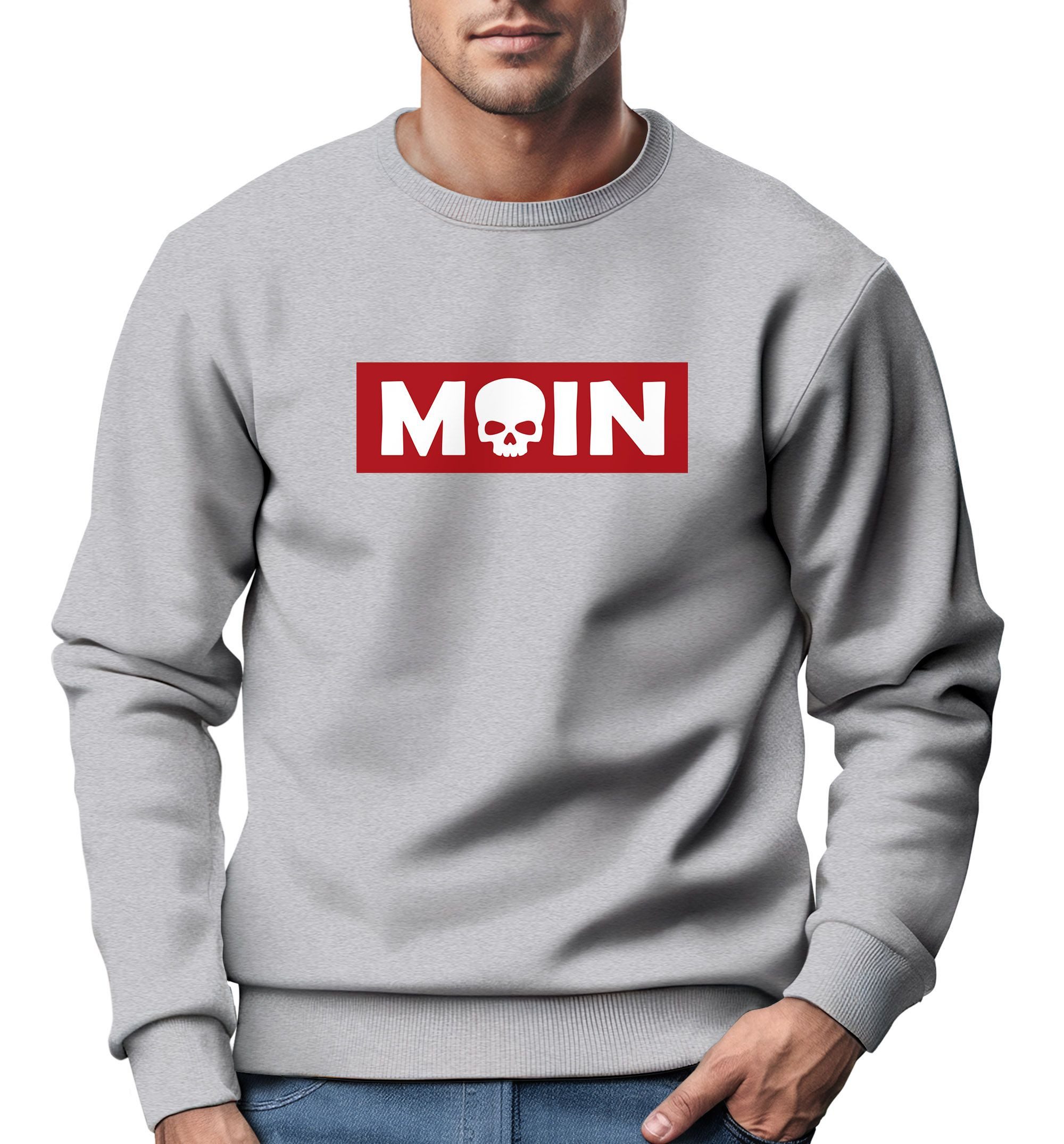 Sweatshirt Sweatshirt Herren Moin Skull Totenkopf Aufdruck Nordisch Print