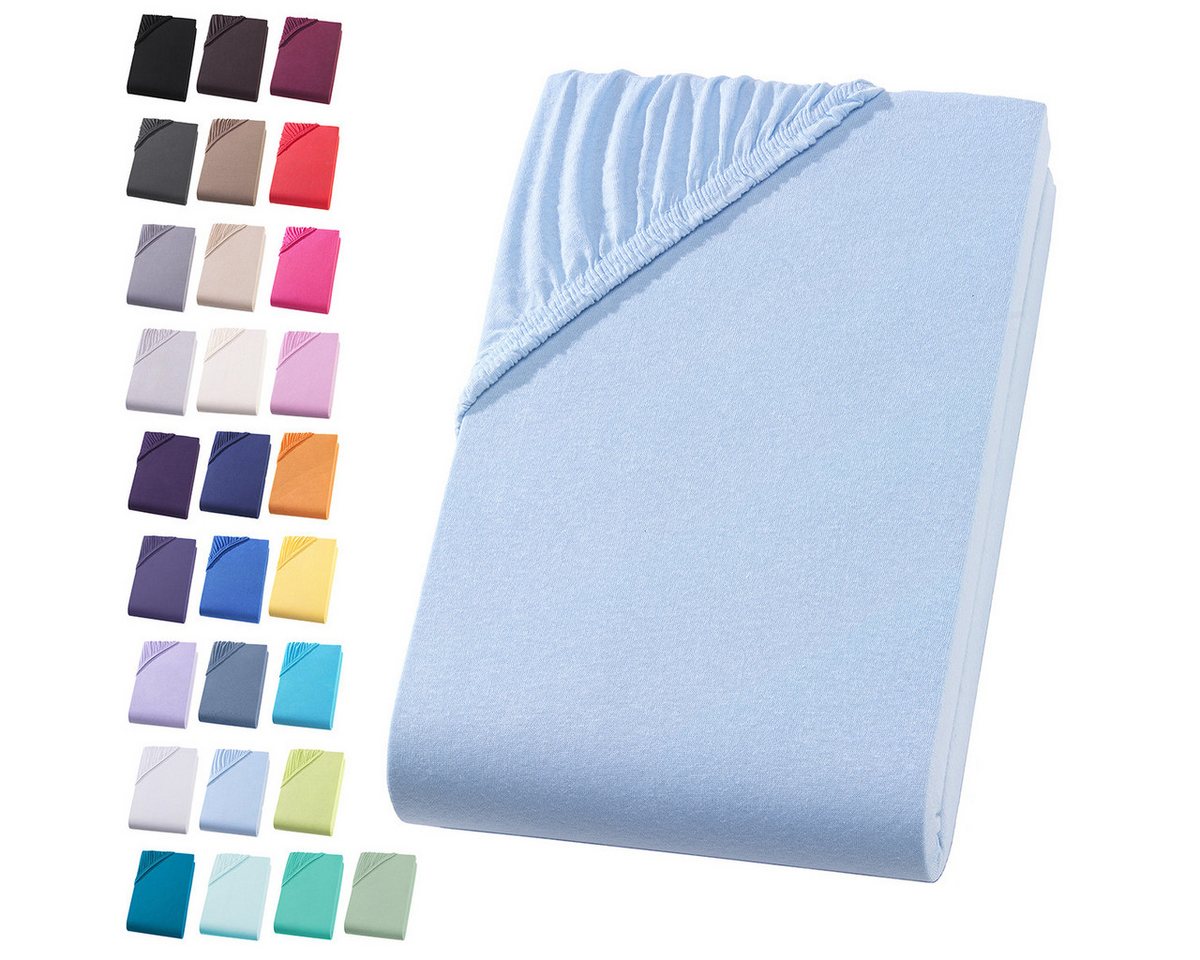 Visaggio Spannbettlaken Jersey aus 100% Baumwolle Spannbetttuch Bettlaken, Jersey, Gummizug: rundum, Spannbettlaken, für Matratzenhöhen bis 22 cm, Steghöhe 30 cm