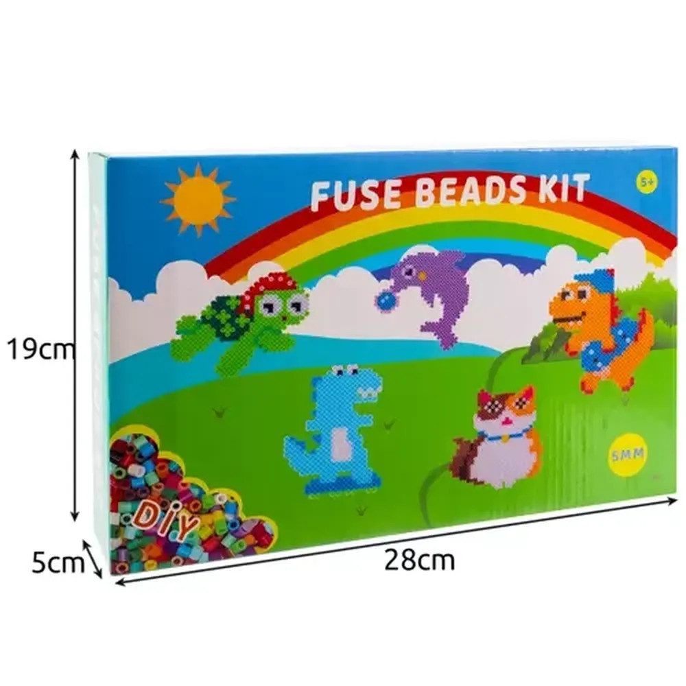 KRUZZEL Bügelperlen Bastelset Bügelperlen XXL, (Spar-Set 6500-tlg), inkl. 2 Perlenpads, 15 Vorlagen, Bügelpapier, Pinzette, Anhänger