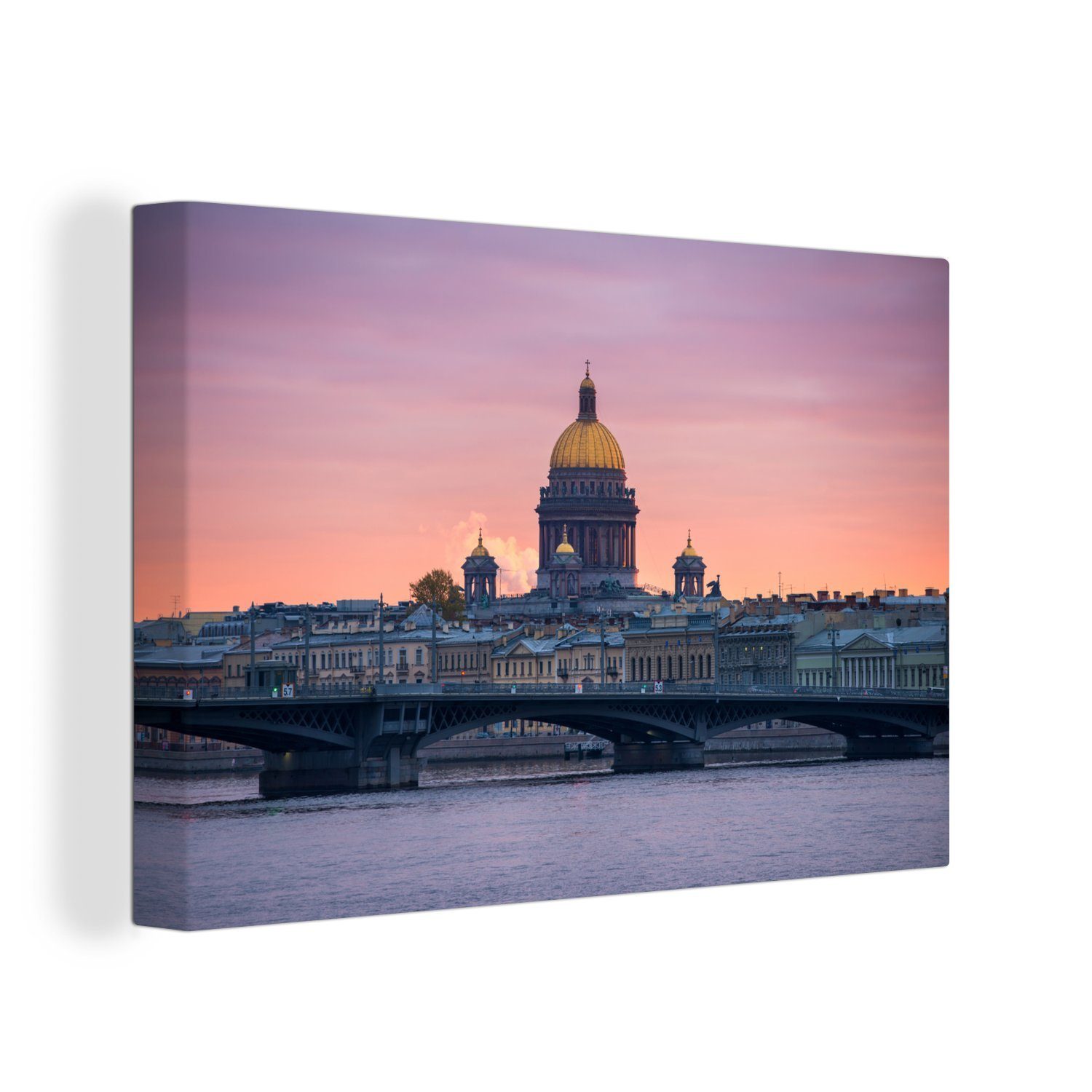 OneMillionCanvasses® Leinwandbild Panoramablick in der Izaak-Kathedrale von St. Petersburg, Fotodruck (1 St), Leinwand Bilder Klein, Wand Dekoration Aesthetic 30x20 cm