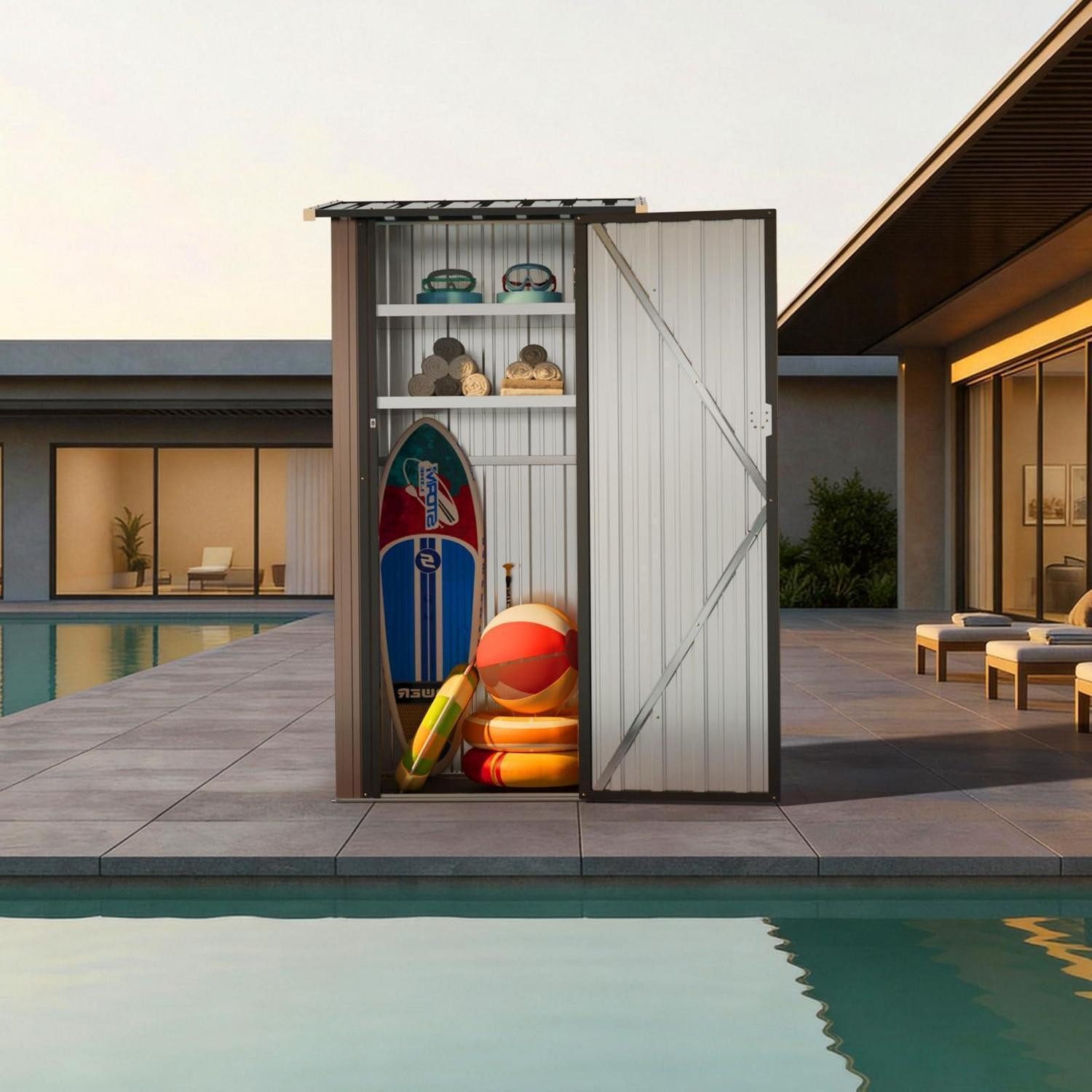 LuxusKollektion Garten-Geräteschrank Gartengerätehaus mit 2 Regalböden Braun