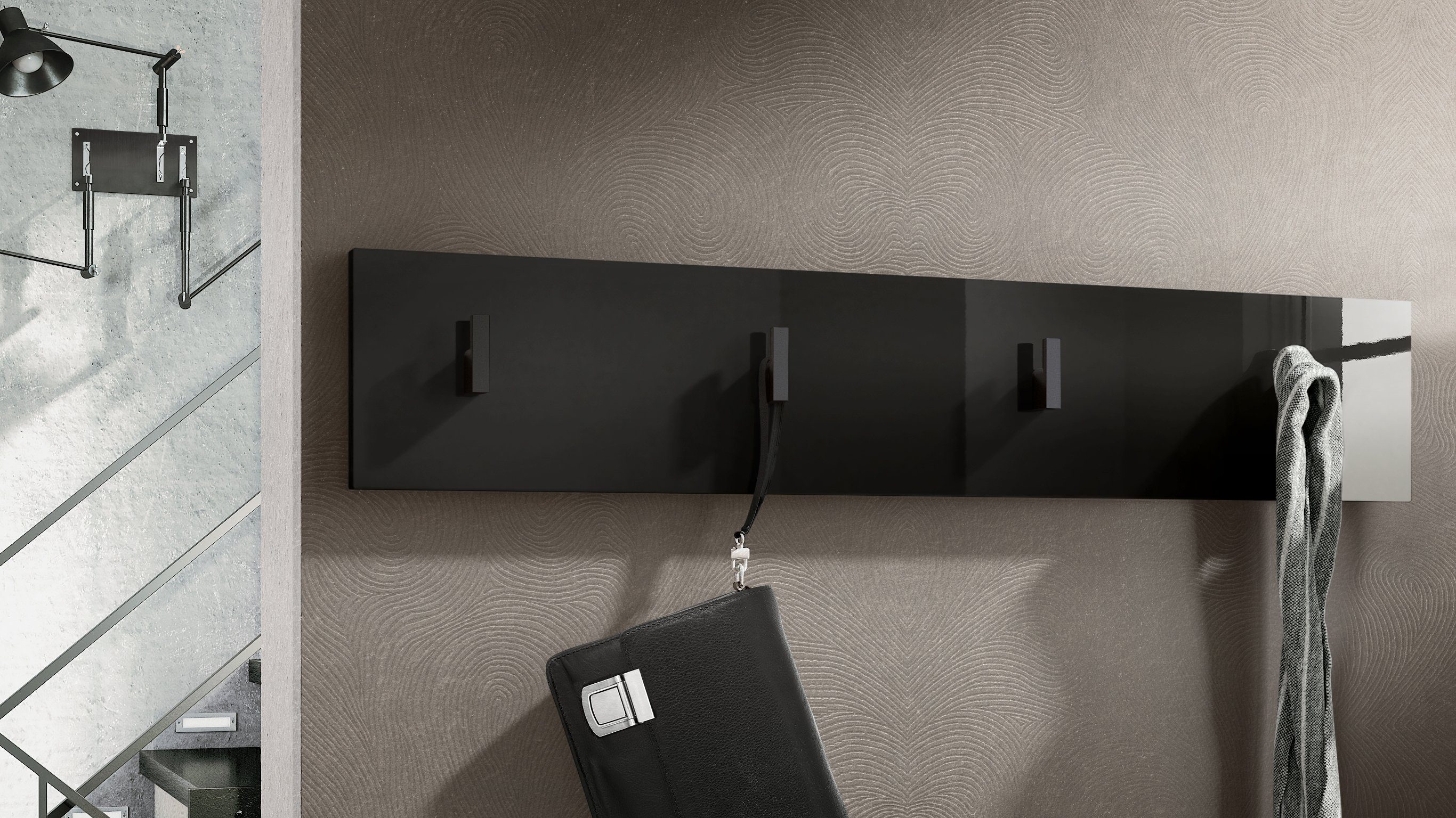 Vladon Garderobenpaneel Linea (Wandgarderobe, mit 4 Kleiderhaken), Schwarz günstig online kaufen