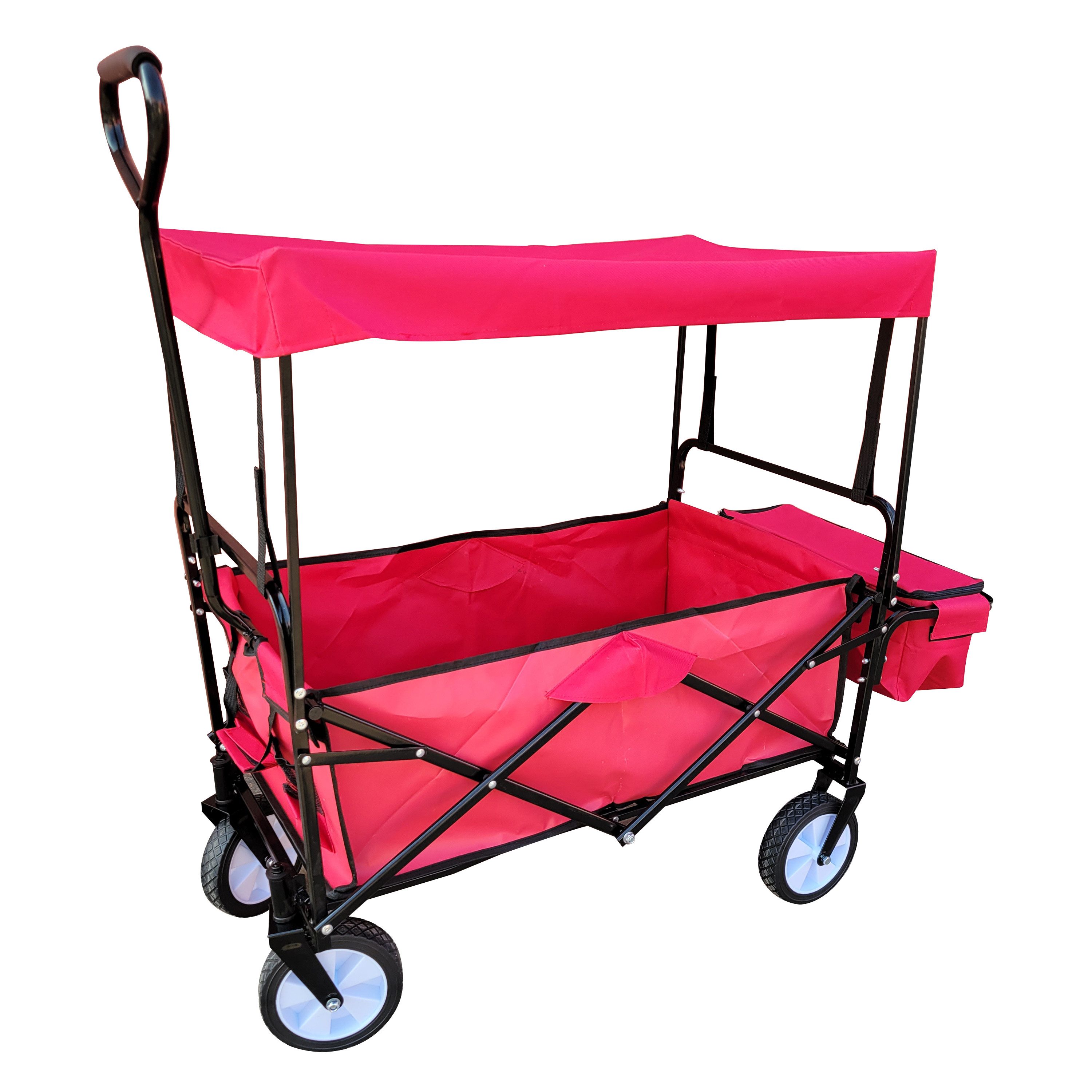 Green Yard Bollerwagen Bollerwagen mit Dach und Korb Faltwagen, ca. 90 x 53 x 118 cm