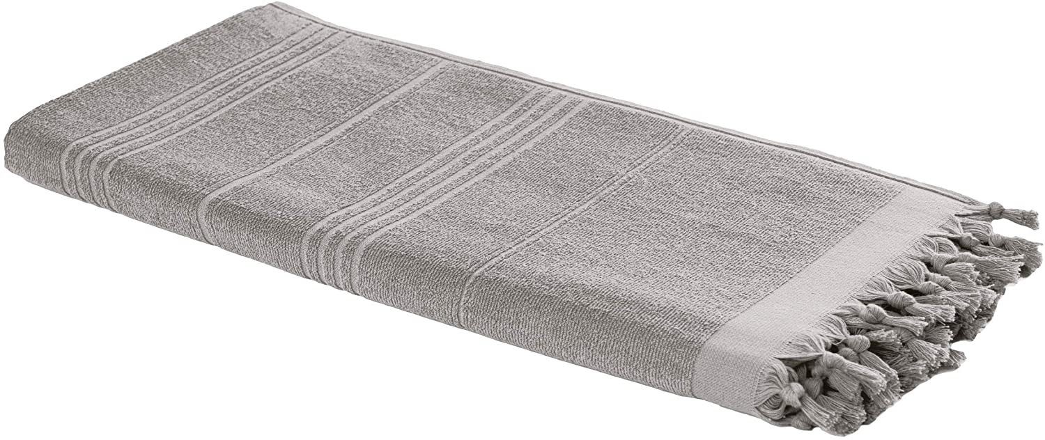 Carenesse Badetuch 2in1 Hamamtuch 90x190 cm grau Saunahandtuch Strandtuch Badetuch, 100% Baumwolle, Zweiseitiges Hamam Handtuch Pestemal Fouta Yogatuch Campingtuch