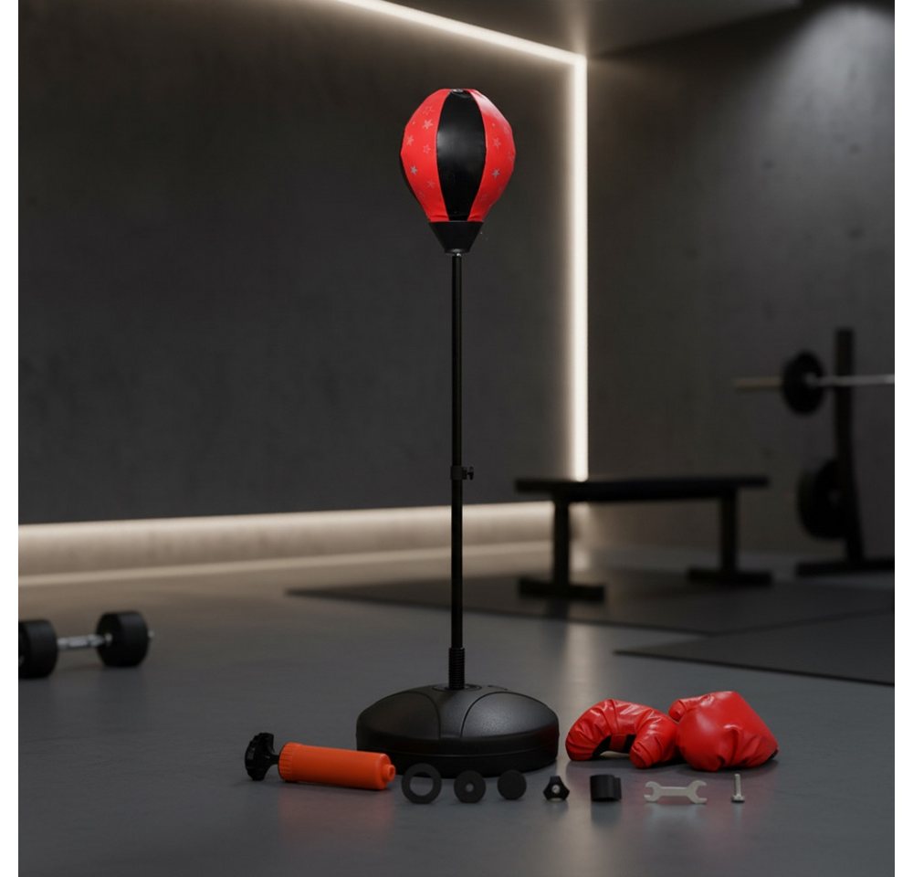 Feel2Home Boxsack Kinder Standboxsack + Boxhandschuhe verstellbar Punching Ball Boxbirne (Trainingsset, 1-tlg., 4-teiliges Set), Spezieller Gummi-Ball