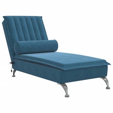 vidaXL Chaiselongue Massage-Chaiselongue mit Nackenrolle Blau Samt, 1 Teile