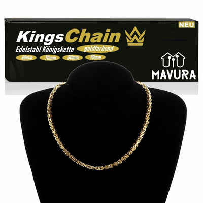 MAVURA Königskette KingsChain Königliche Gold Kette Herrenkette Männer Panzerkette (Halskette), aus Edelstahl 6mm in verschiedenen Größen