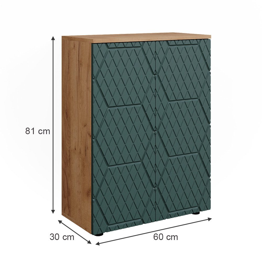 Vicco Midischrank Irma, Goldkraft Eiche/Grün, 60 x 81 cm (1-St)