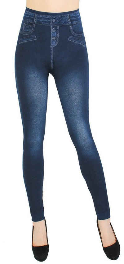 dy_mode Jeggings Damen Leggings in Jeans Optik Bequem Jeggings High Waist Jeansleggings mit elastischem Bund