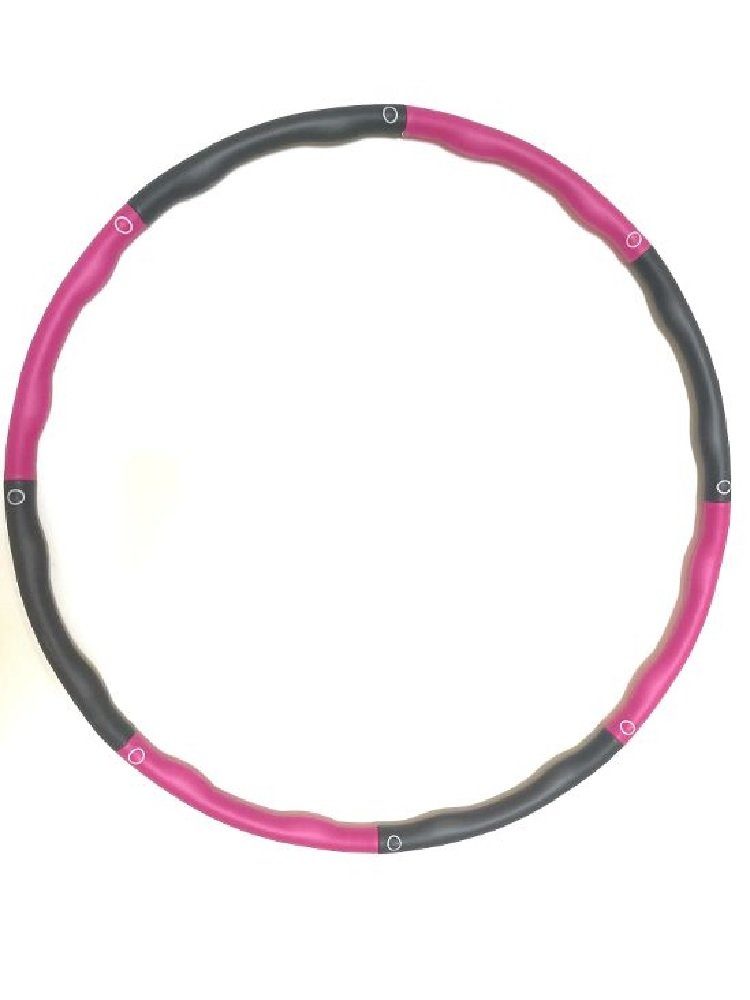 JOKA international Hula-Hoop-Reifen 95 890 Gramm, Inkl. größenverstellbar) Ø cm, grau/pink 8teiliges Klicksystem Massagenoppen, Hula, zerlegbar, Fitnessreifen (3fach