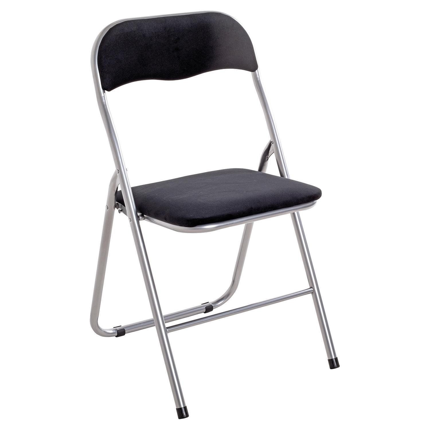 Klappstuhl NIKLAS, Alufarben, Schwarz, Stahl, Samtbezug