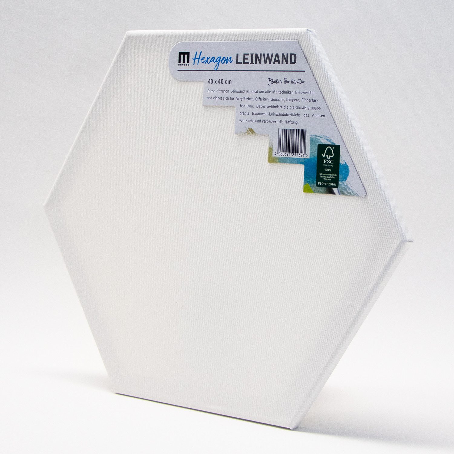 M MERCEO Leinwand, 5er Set Leinwand Hexagon Sechseck 40cm Durchmesser (280g/m²,Baumwolle)