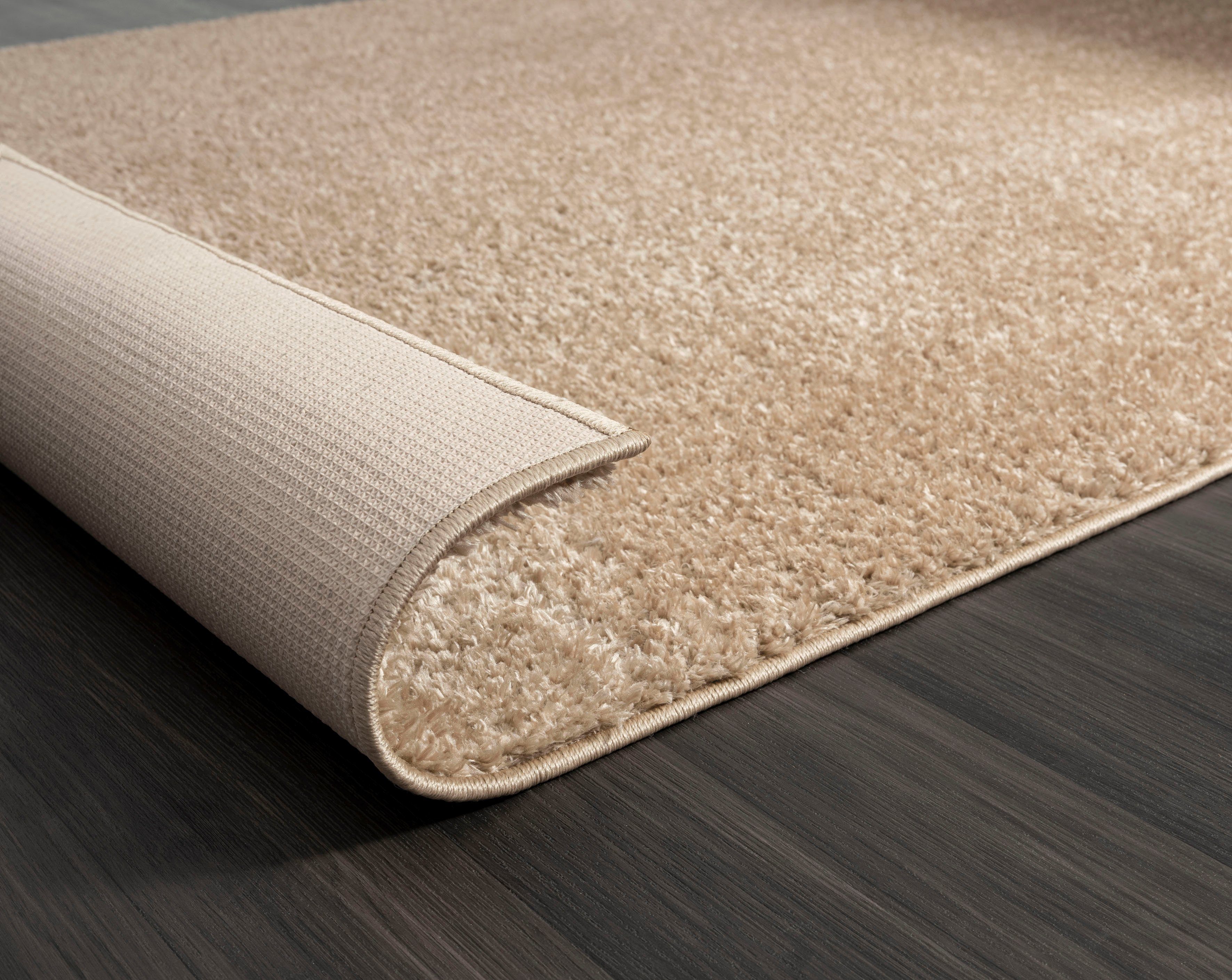 Hochflor-Teppich Andor, my home, rechteckig, sand Höhe: weiche 25 Anti-Rutsch-Unterseite Haptik, mit Mikrofaser, mm
