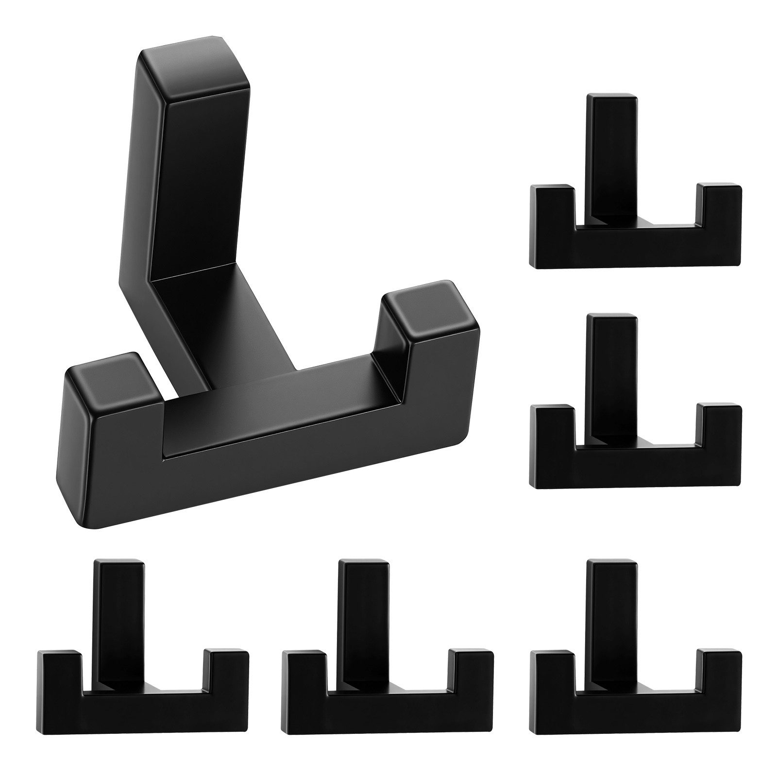 BlingBin Kleiderhaken 6 Stück Wandmontierter Kleiderhaken Doppelwandhaken, Ideal für Kleider, Handtücher, Taschen und mehr, (6er Set, 6-St., Hochbelastbare Haken,Zinklegierung kleiderhaken), Dekorativer Hutständer,Rostbeständig Langlebig,Schwarz