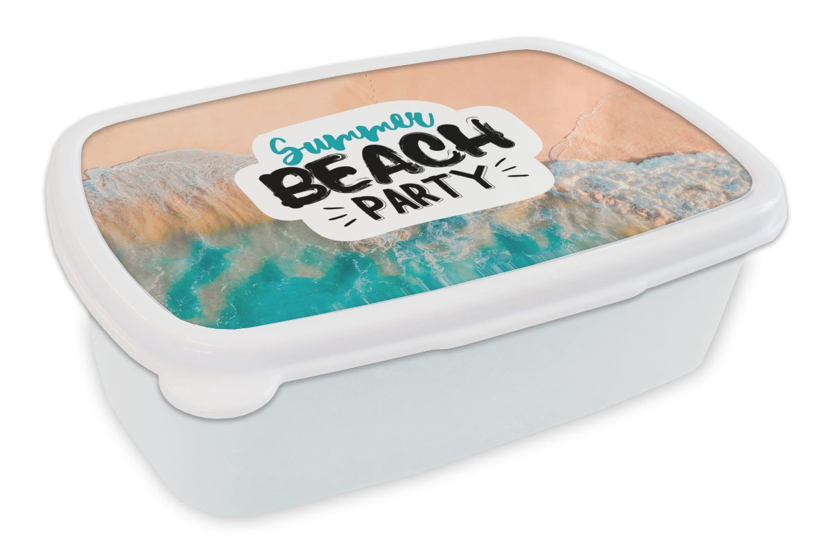 MuchoWow Lunchbox Sommer - Strand - Sprichwörter, Kunststoff, (2-tlg), Brotbox für Kinder und Erwachsene, Brotdose, für Jungs und Mädchen weiß