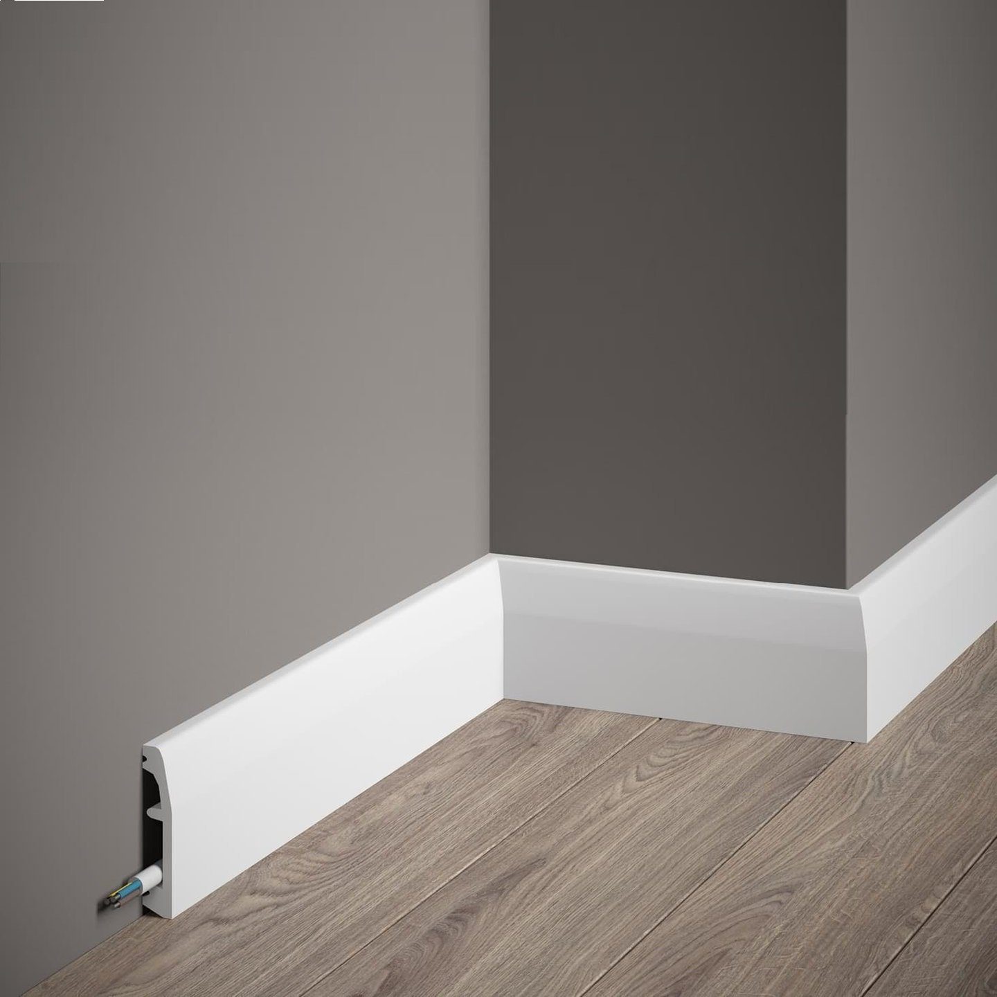 PROVISTON Sockelleiste Polystyrol, 14 x 69 x 2000 mm, Weiß, Kunststoff Fußleiste, L: 200 cm, 1-St.