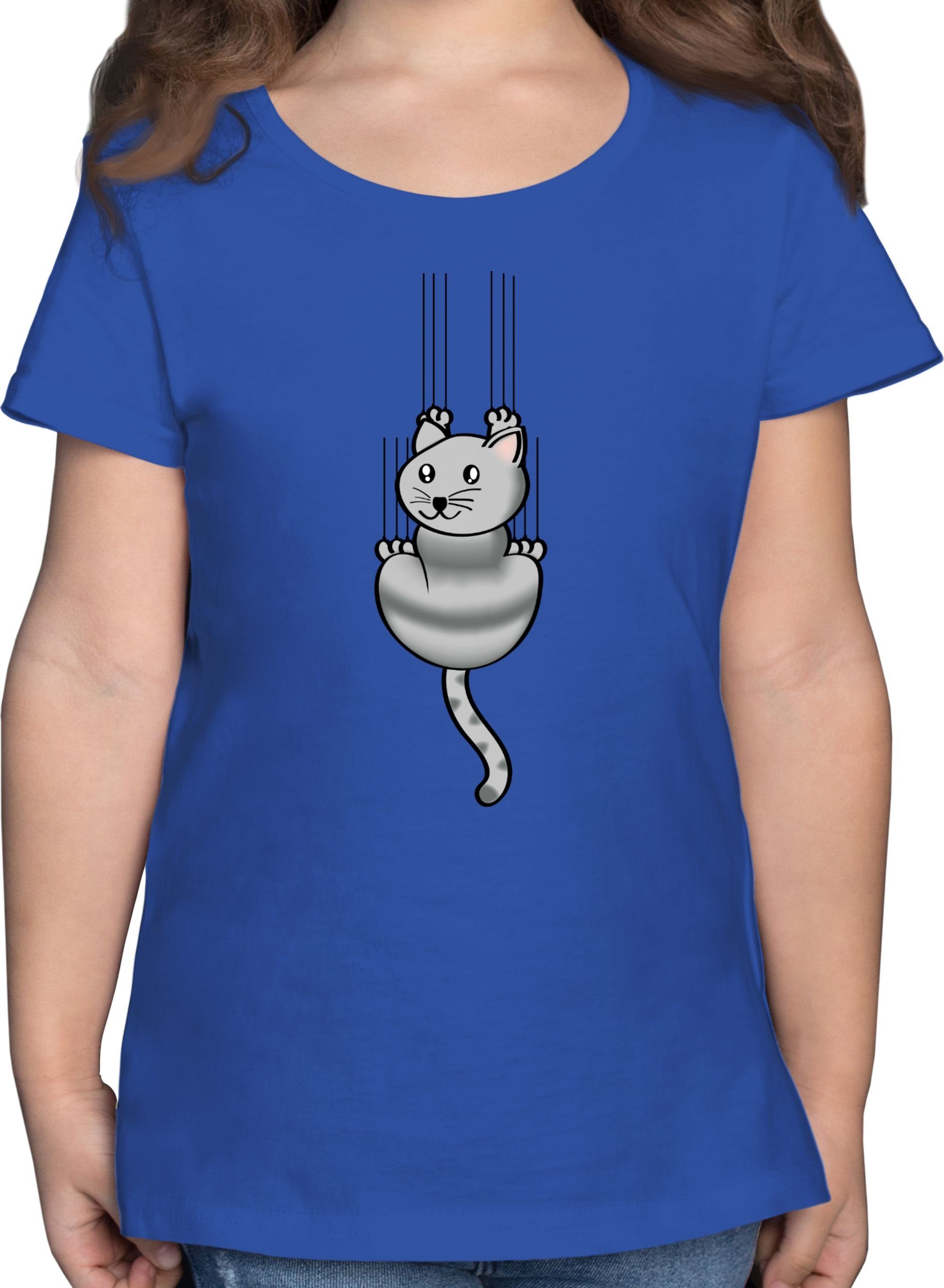 Shirtracer T-Shirt Kratze Katze Animal Tiermotiv 2 Royalblau Print
