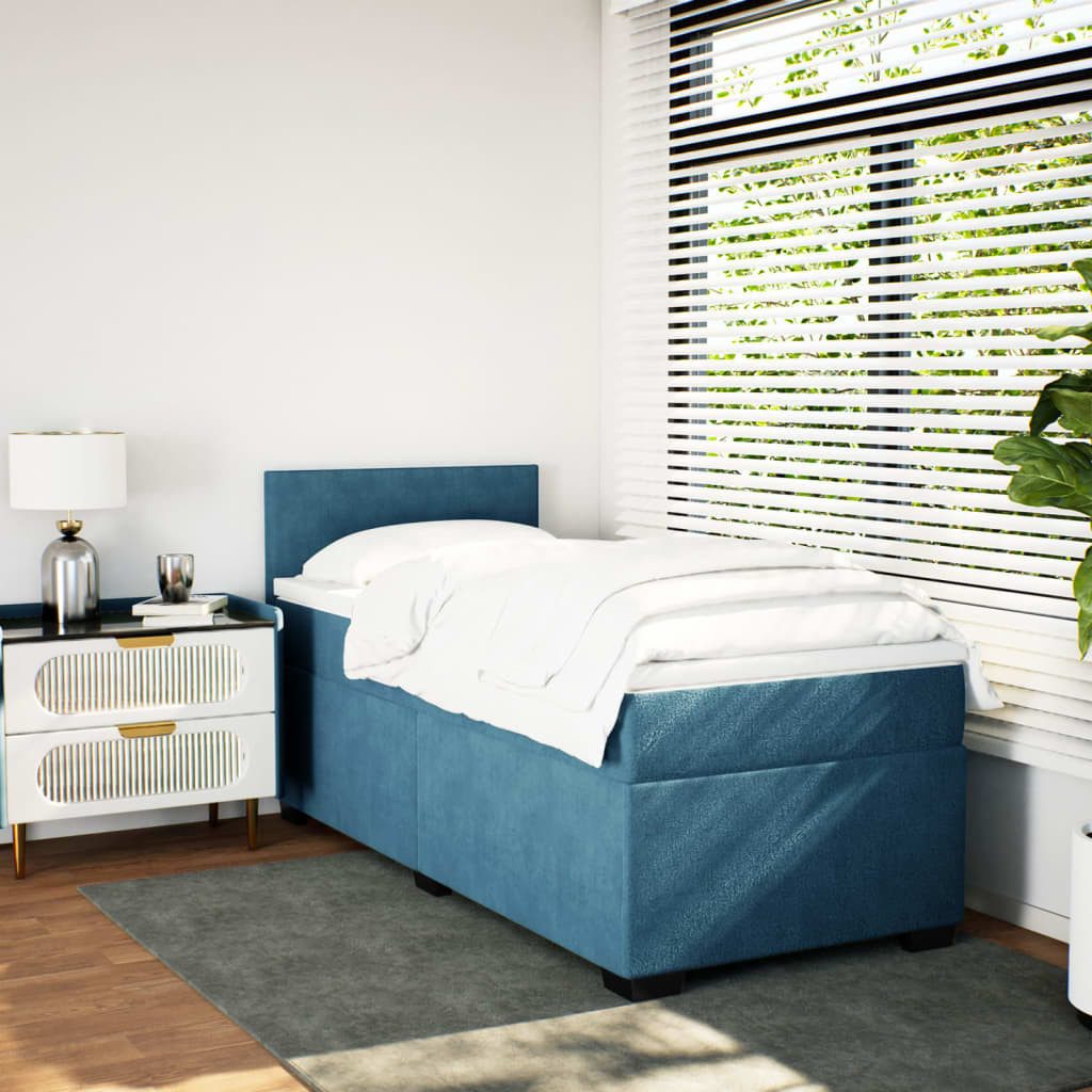vidaXL Bett Boxspringbett mit Matratze Dunkelblau günstig online kaufen