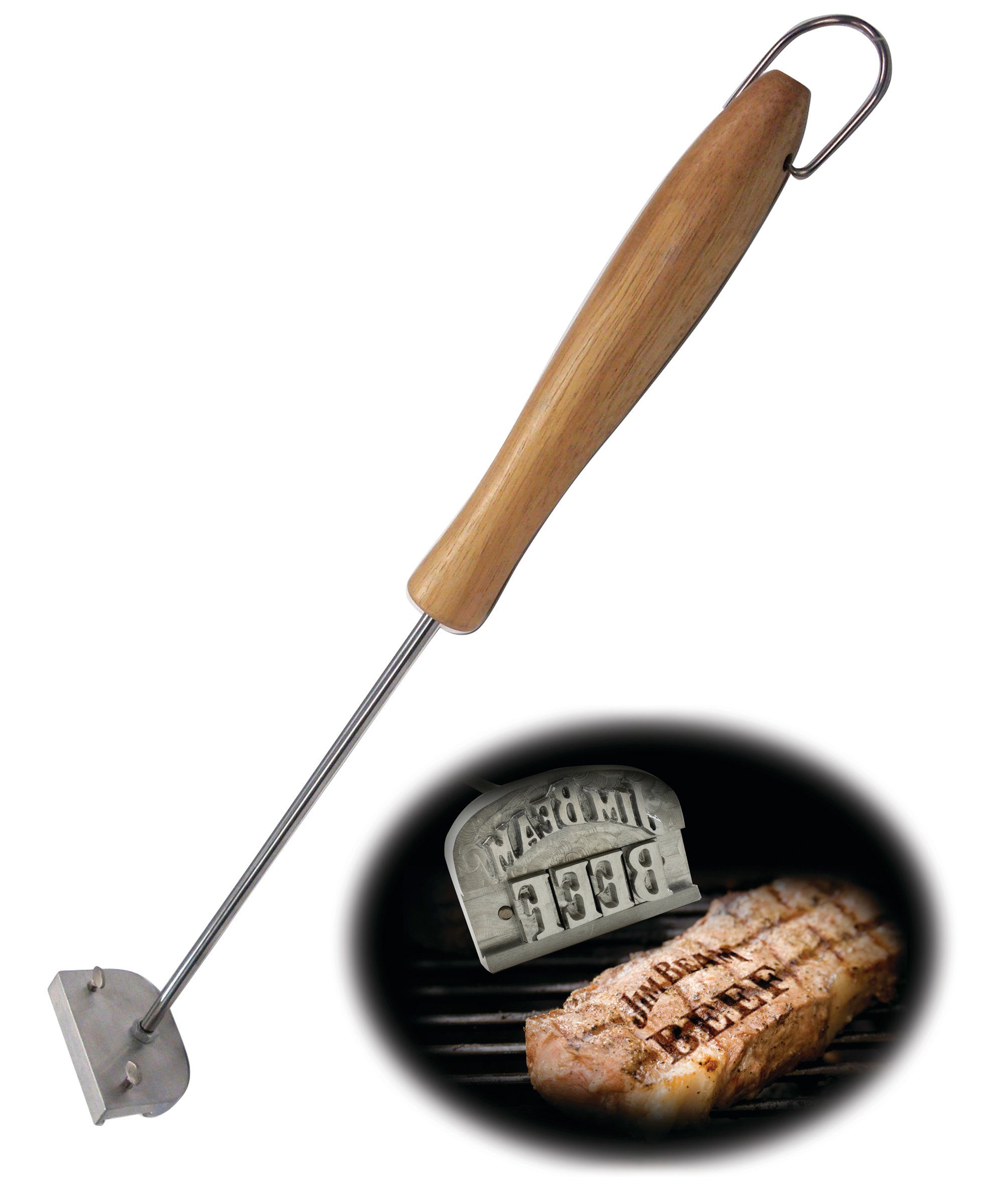 Jim Beam BBQ Grillbrandeisen, Brandeisen mit 50 Wechsel-Buchstaben und 4 Leerzeichen