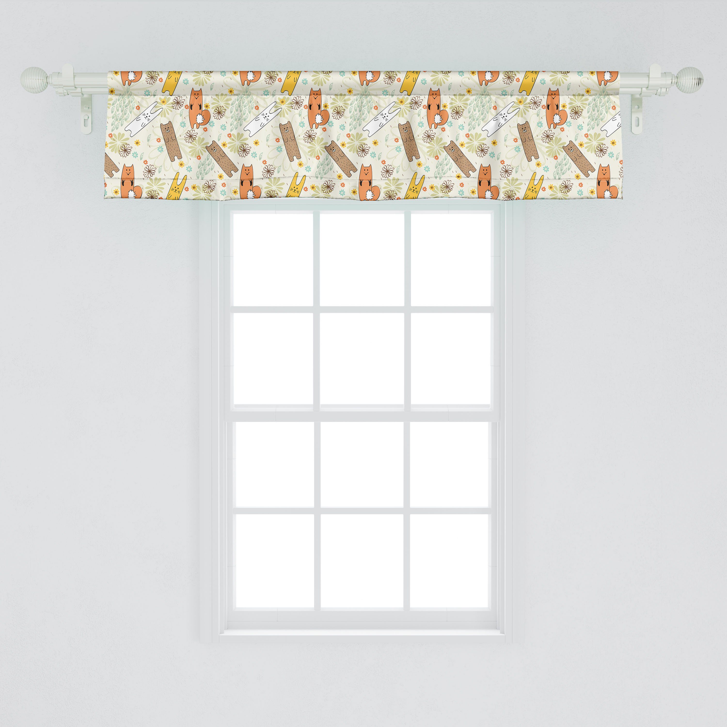 Scheibengardine Vorhang Volant für Küche Fuchs Dekor Bär Stangentasche, Hase Microfaser, Kindergarten mit Abakuhaus, und Schlafzimmer