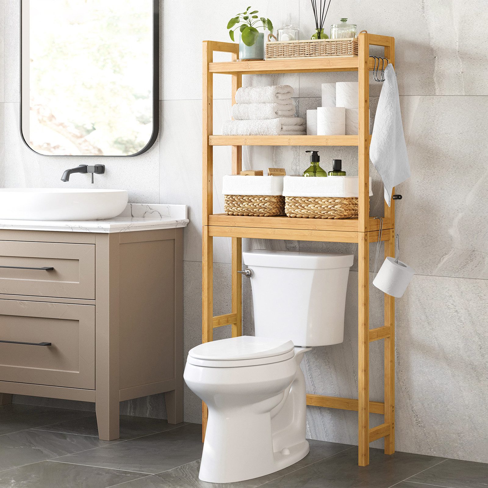 SONGMICS Regalelement, Toilettenregal, Badezimmerregal, Waschmaschinenregal günstig online kaufen