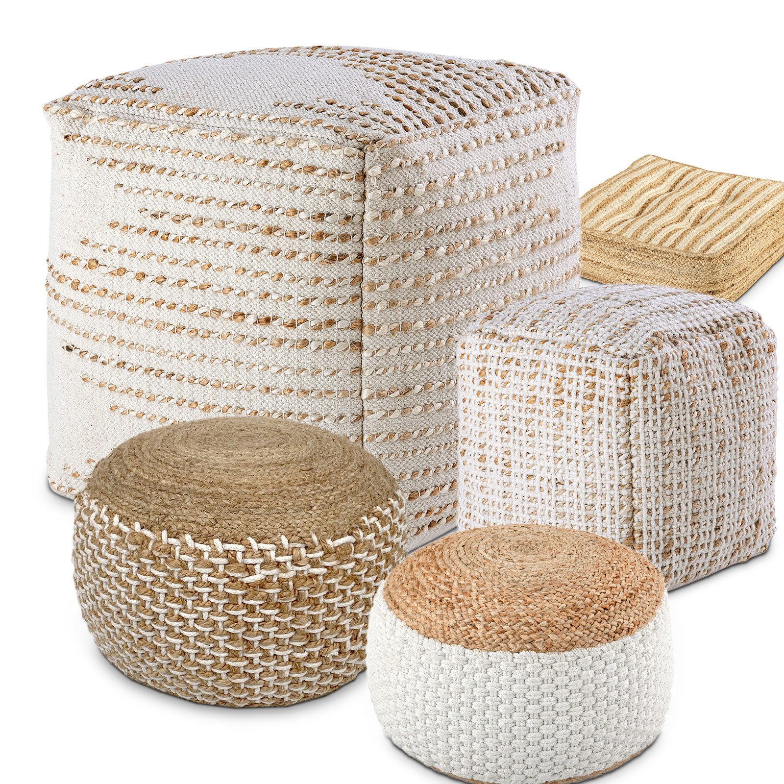 Amagohome Sitzhocker Sitzhocker Sitzpouf Jute Bodenkissen günstig online kaufen