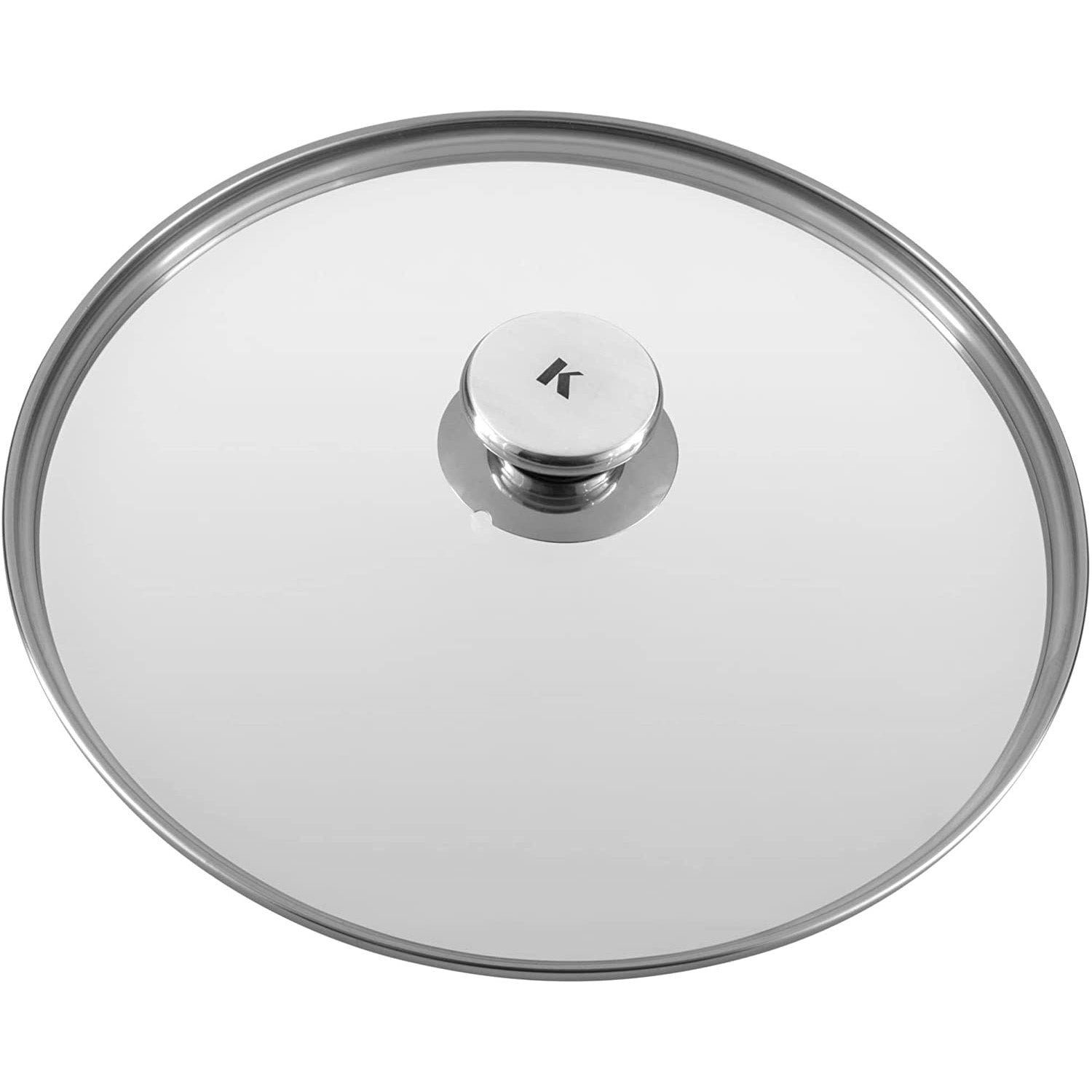 KLAMER Pfannendeckel 28 cm, Edelstahl Universal-Pfannendeckel für Pfannen und Töpfe, Glasd…, Fingerschutz, Spritzschutz, Spülmaschinen geeignet