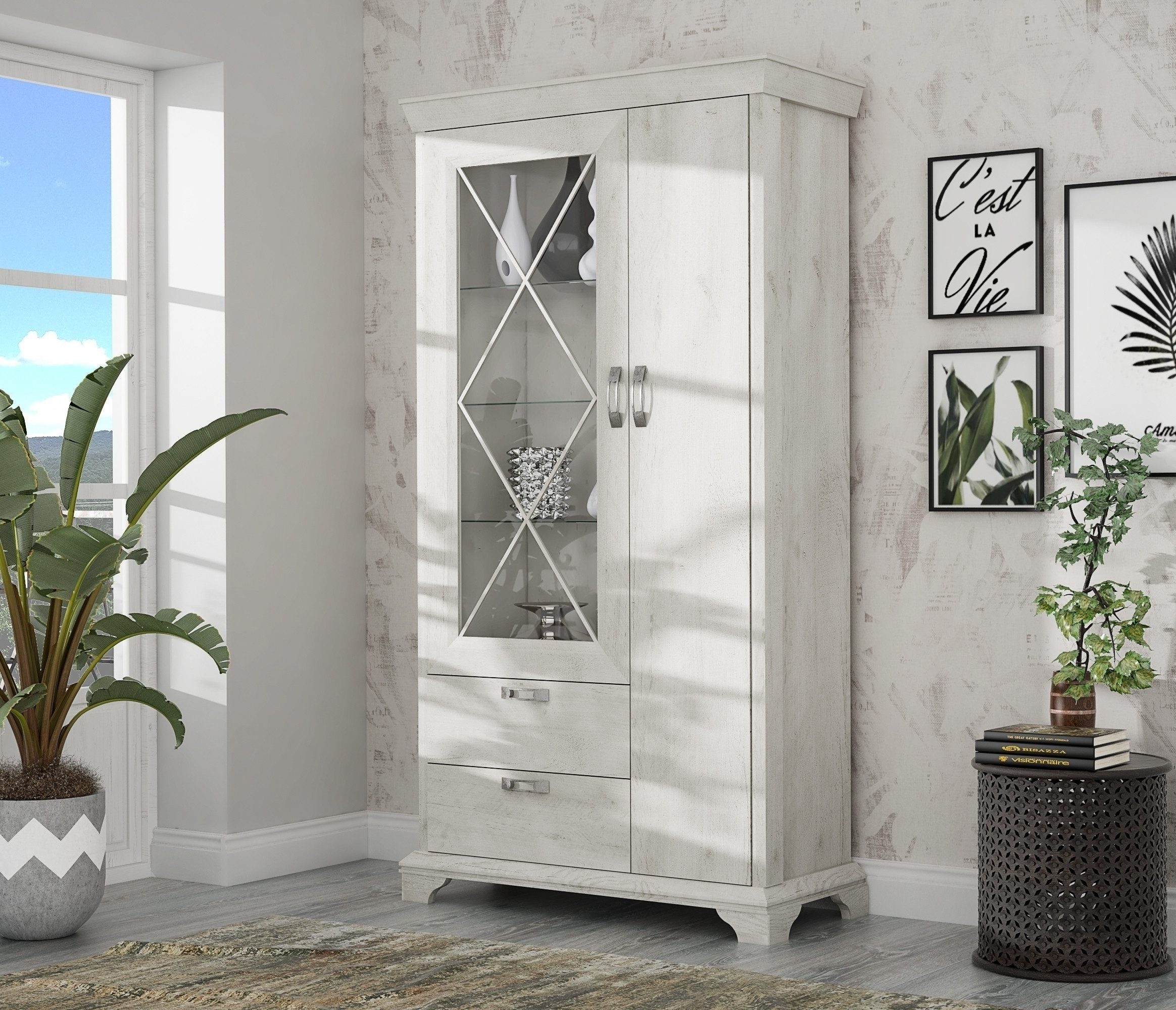 freiraum Vitrine Kashmir in Klarglas - 113x210,3x48,3cm (BxHxT)