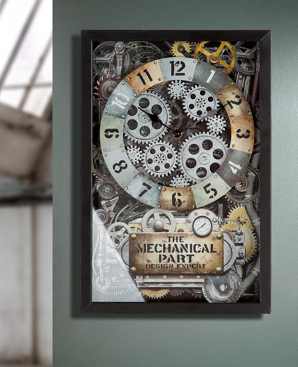 GILDE Wanduhr Steampunk 46426 – Metalluhr mit Zahnradmotiv, 27,5 × 40,5 cm
