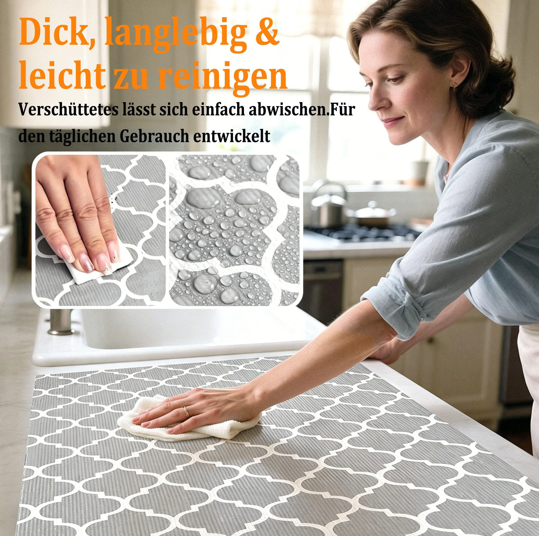 Agger Schubladenmatte Wasserdichte und ölbeständige Schubladenmatte, Küchen und Schrankmatte, Kühlschrank-Einlegebodenmatte, verdickte Schubladeneinlage – Bild 4 von 5