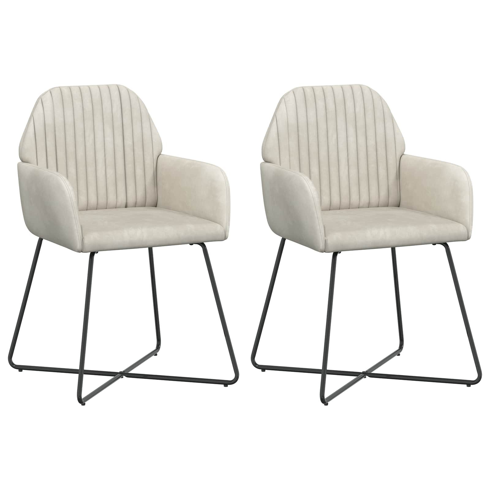 vidaXL Esszimmerstuhl Esszimmerstühle 2 stk. Samt Creme 55 x 50 x 84 cm (2 St)