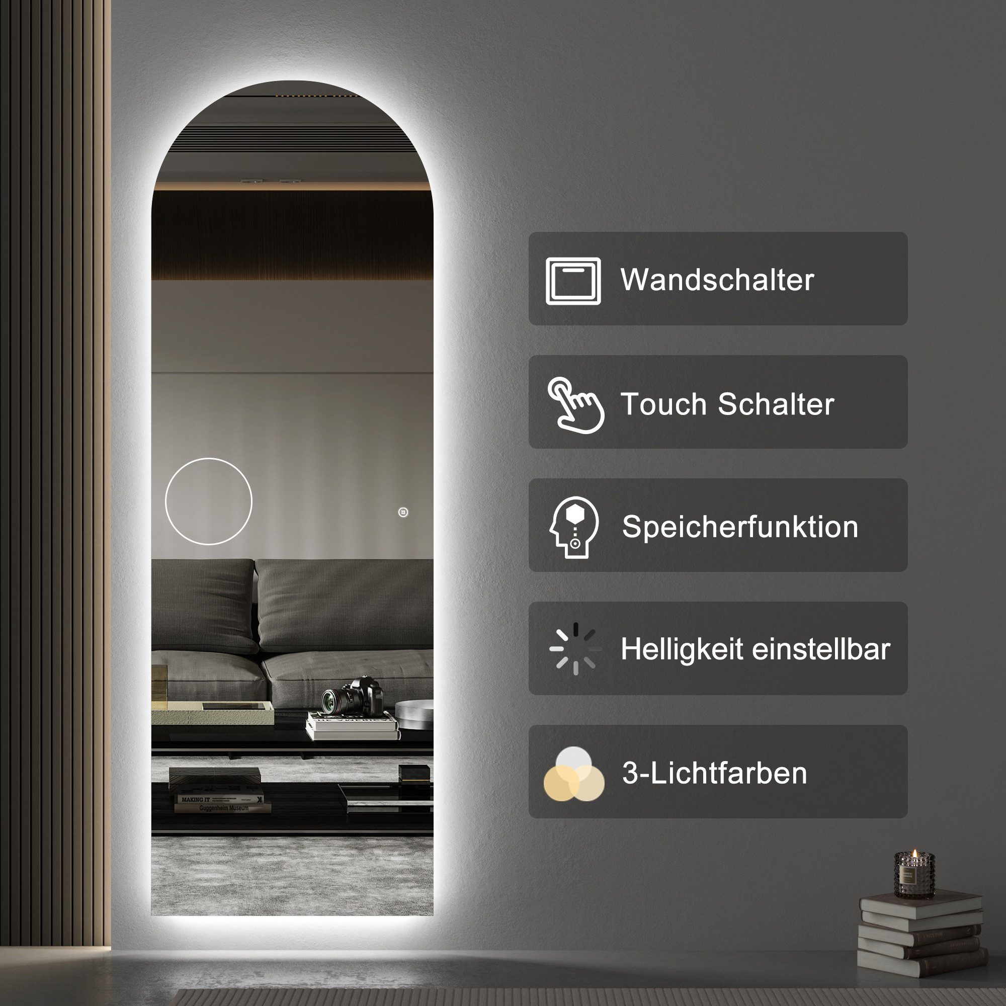 WDWRITTI Ganzkörperspiegel LED für Flur LED günstig online kaufen