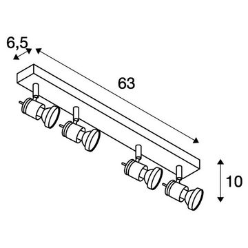 SLV Deckenspot Vierflammiger Leuchtenspot Asto in aluminium-brushed, GU10, keine Angabe, Leuchtmittel enthalten: Nein, warmweiss, Deckenstrahler, Deckenspot, Aufbaustrahler